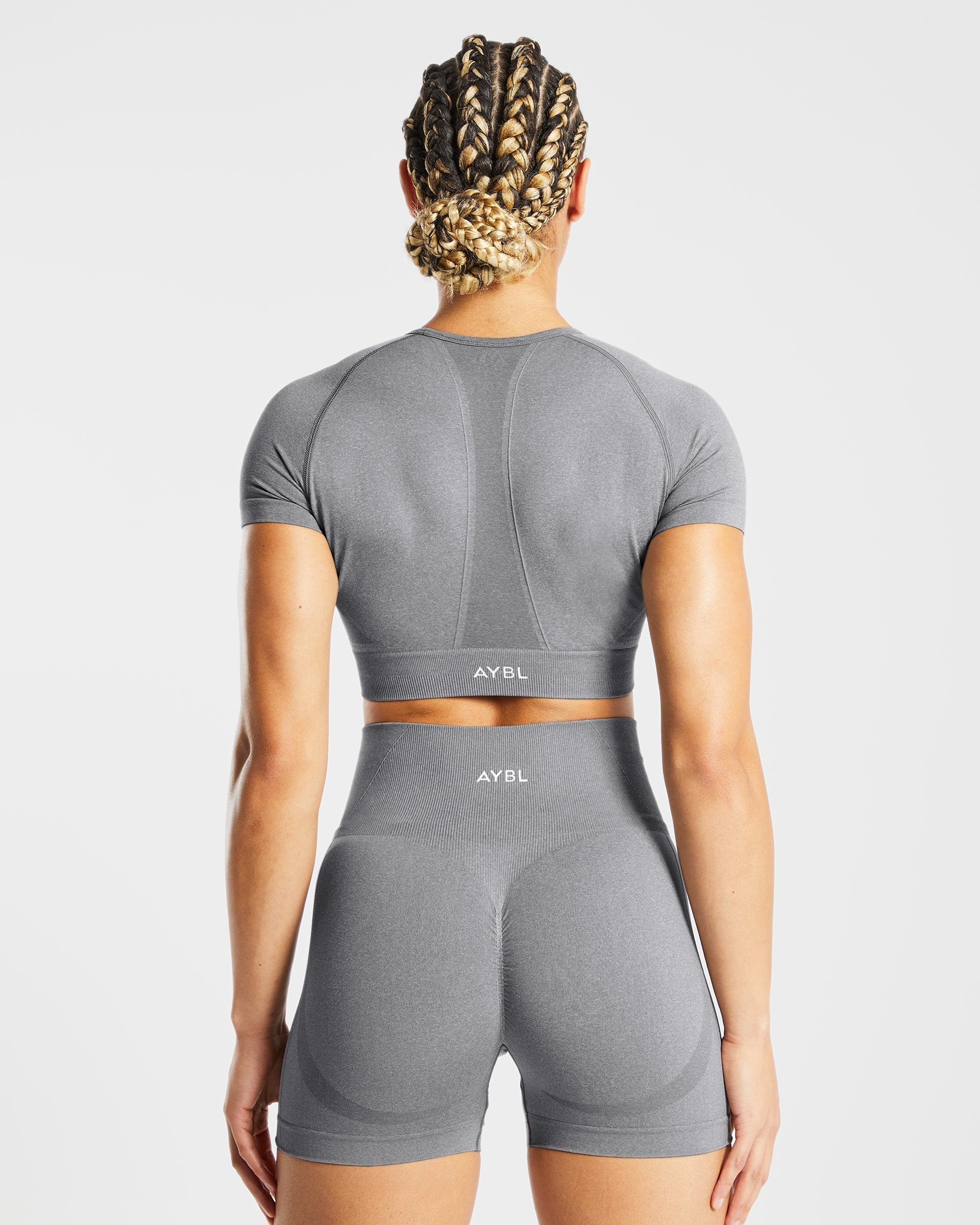 Empower Seamless Crop Top - Grey Marl