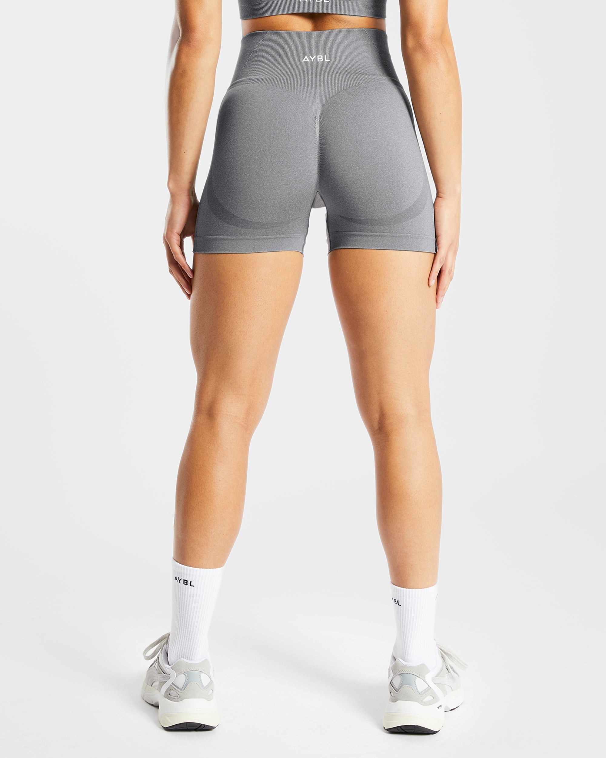 Nahtlose Empower-Shorts – Grau meliert