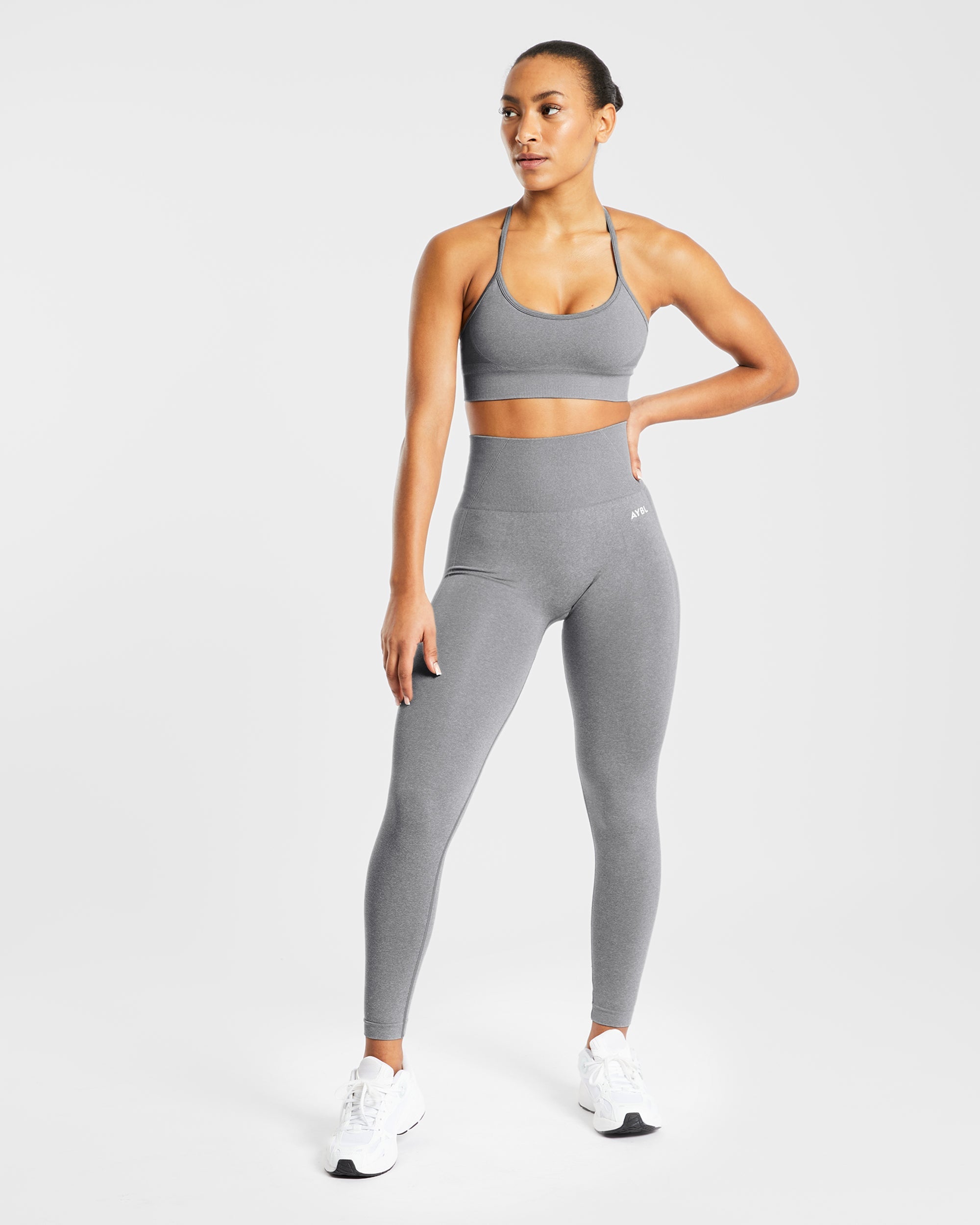 Nahtlose Leggings „Empower“ – Grau meliert