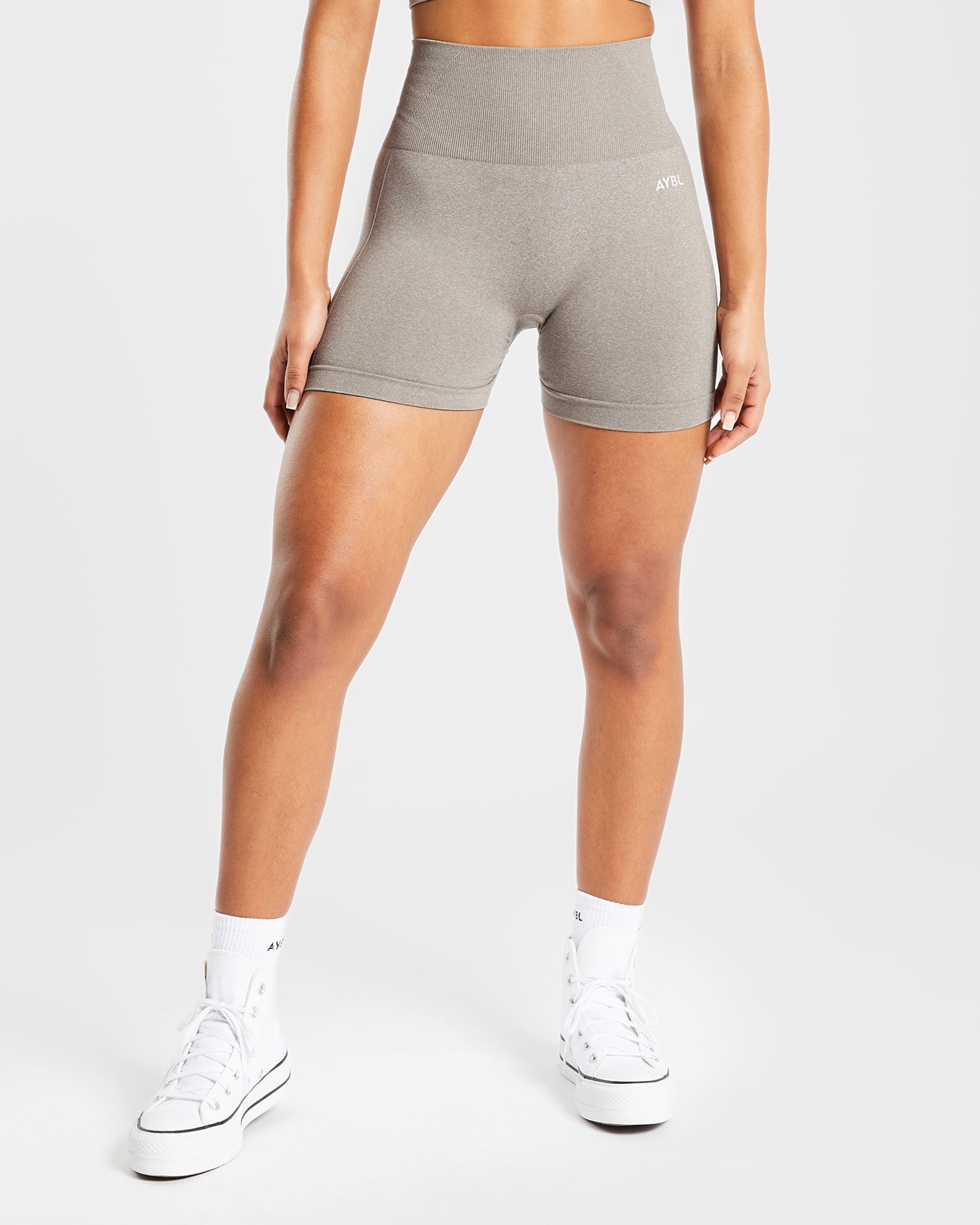 Nahtlose Empower-Shorts – Taupe meliert