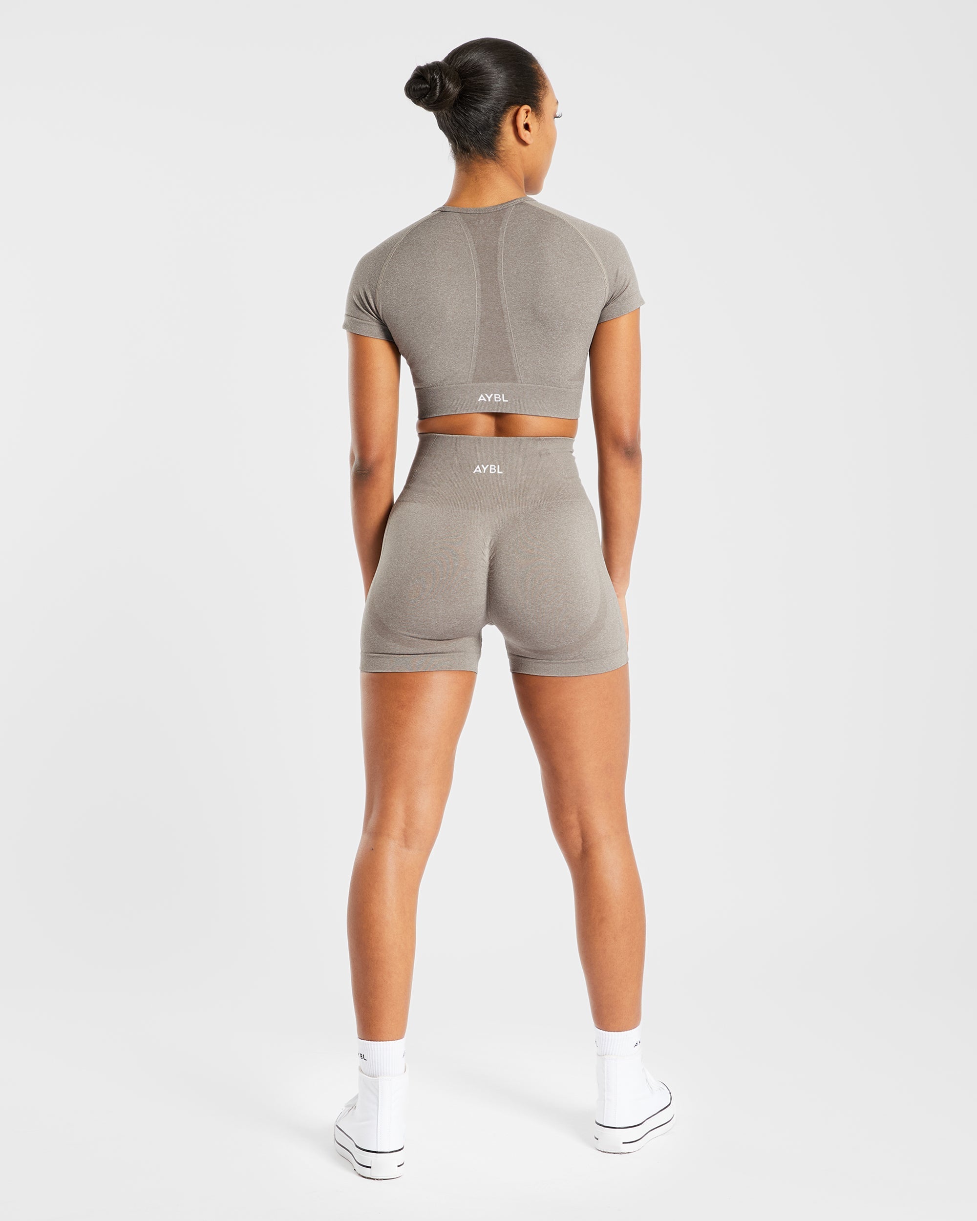 Nahtlose Empower-Shorts – Taupe meliert