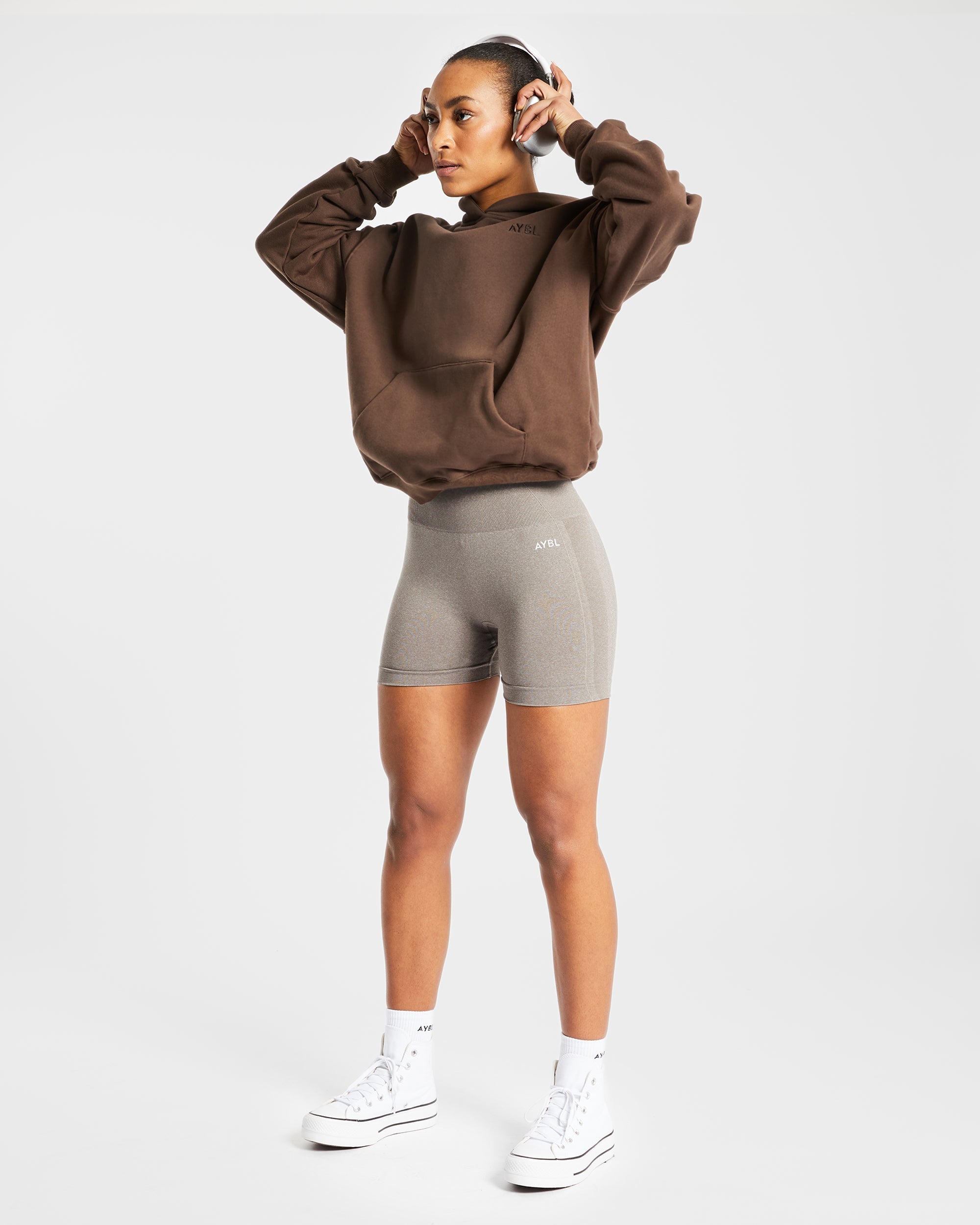 Nahtlose Empower-Shorts – Taupe meliert