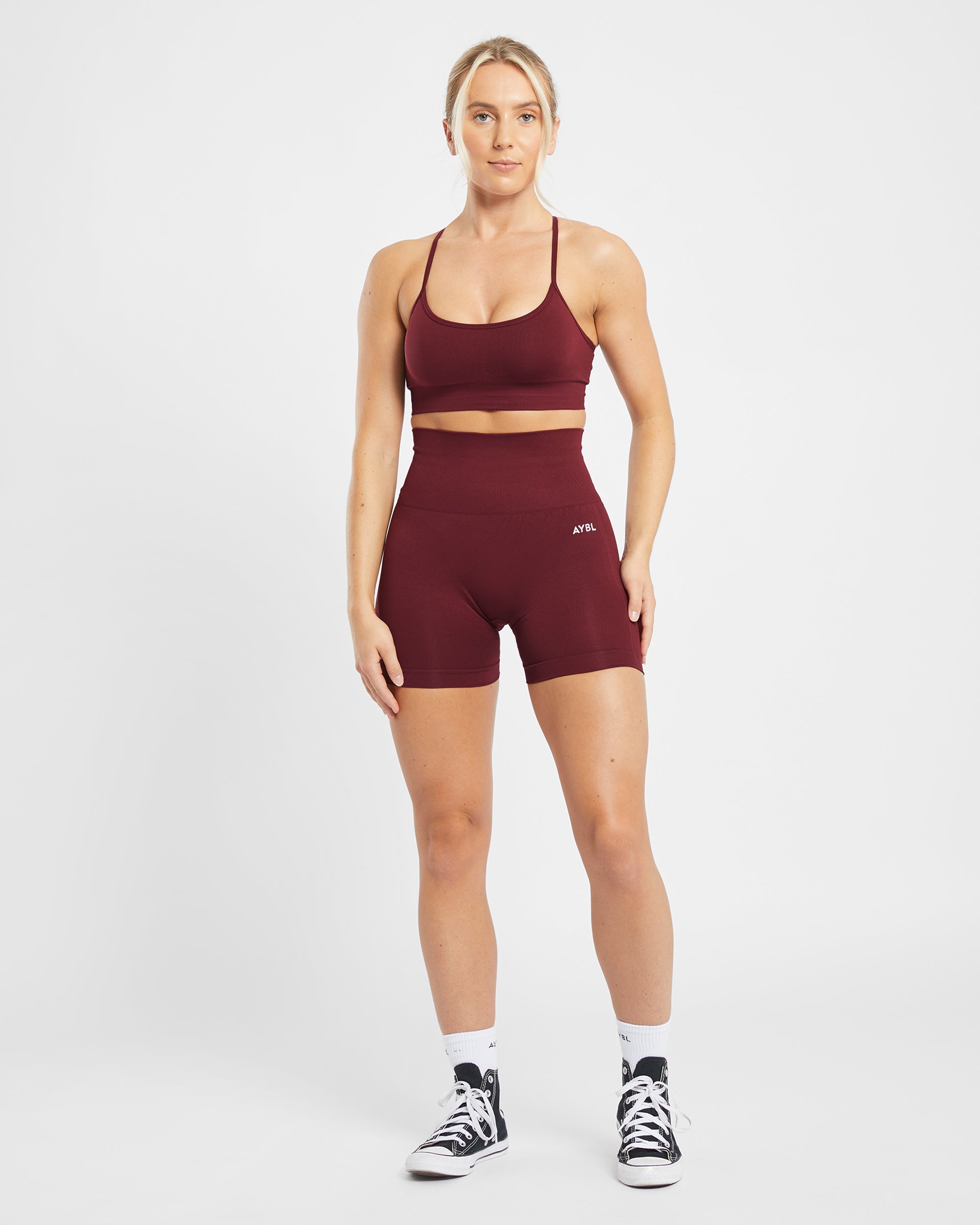 Nahtlose Empower-Shorts – Rotwein