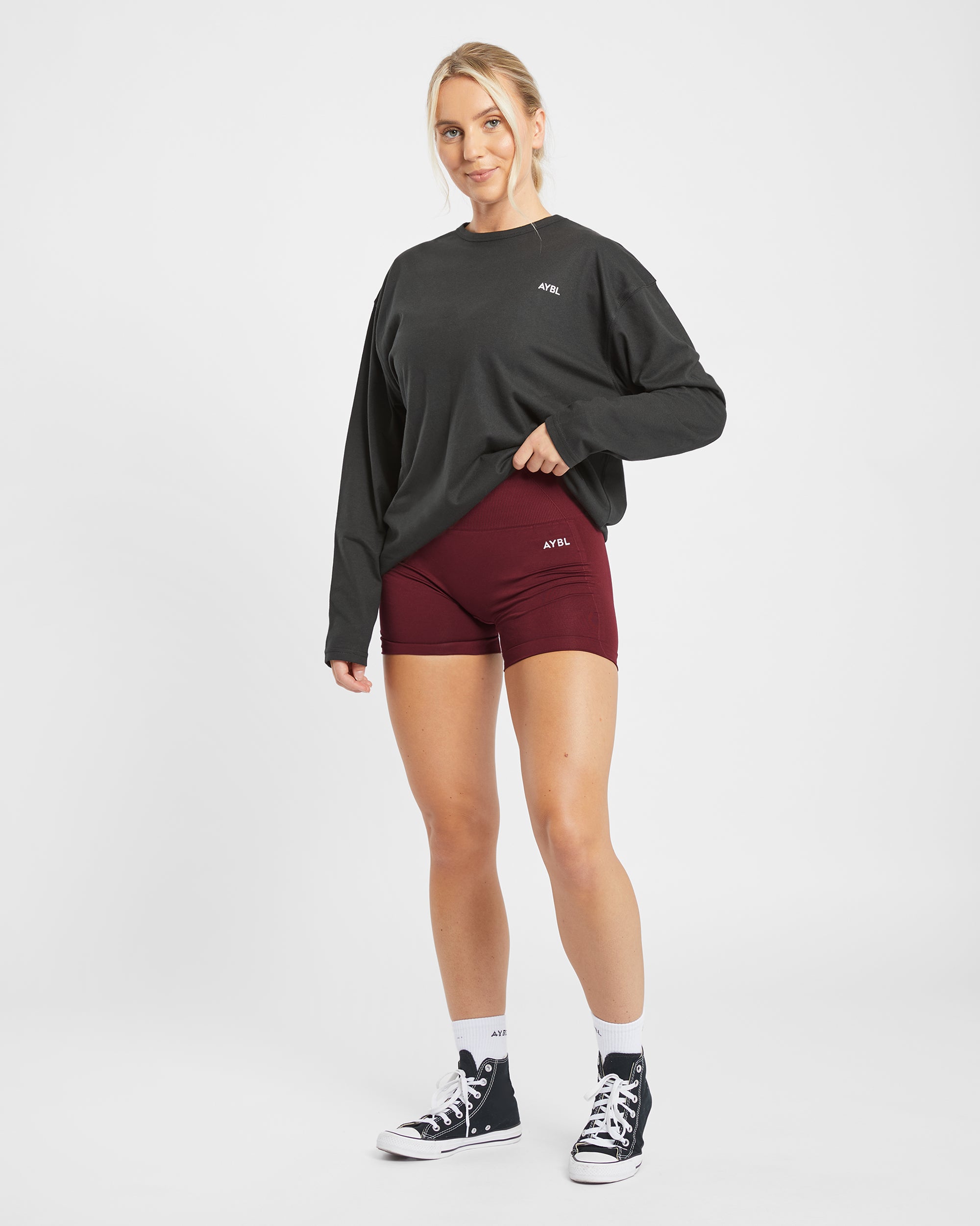 Nahtlose Empower-Shorts – Rotwein