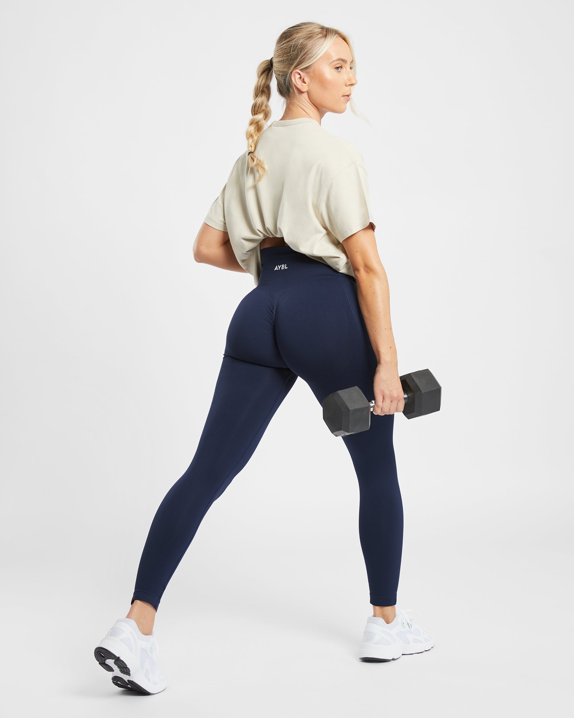 Nahtlose Leggings „Empower“ – Marineblau