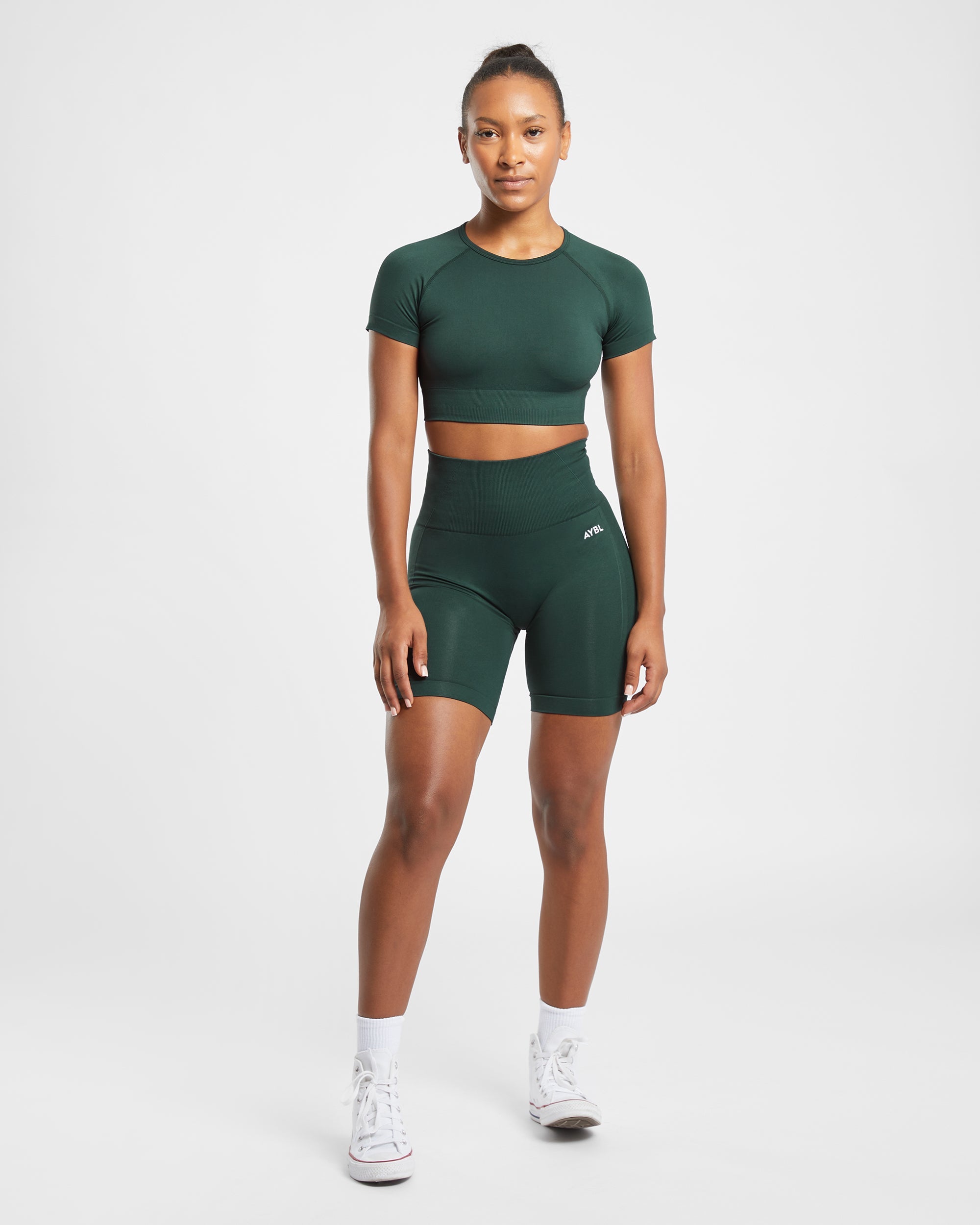 Haut court sans couture Empower - Vert foncé