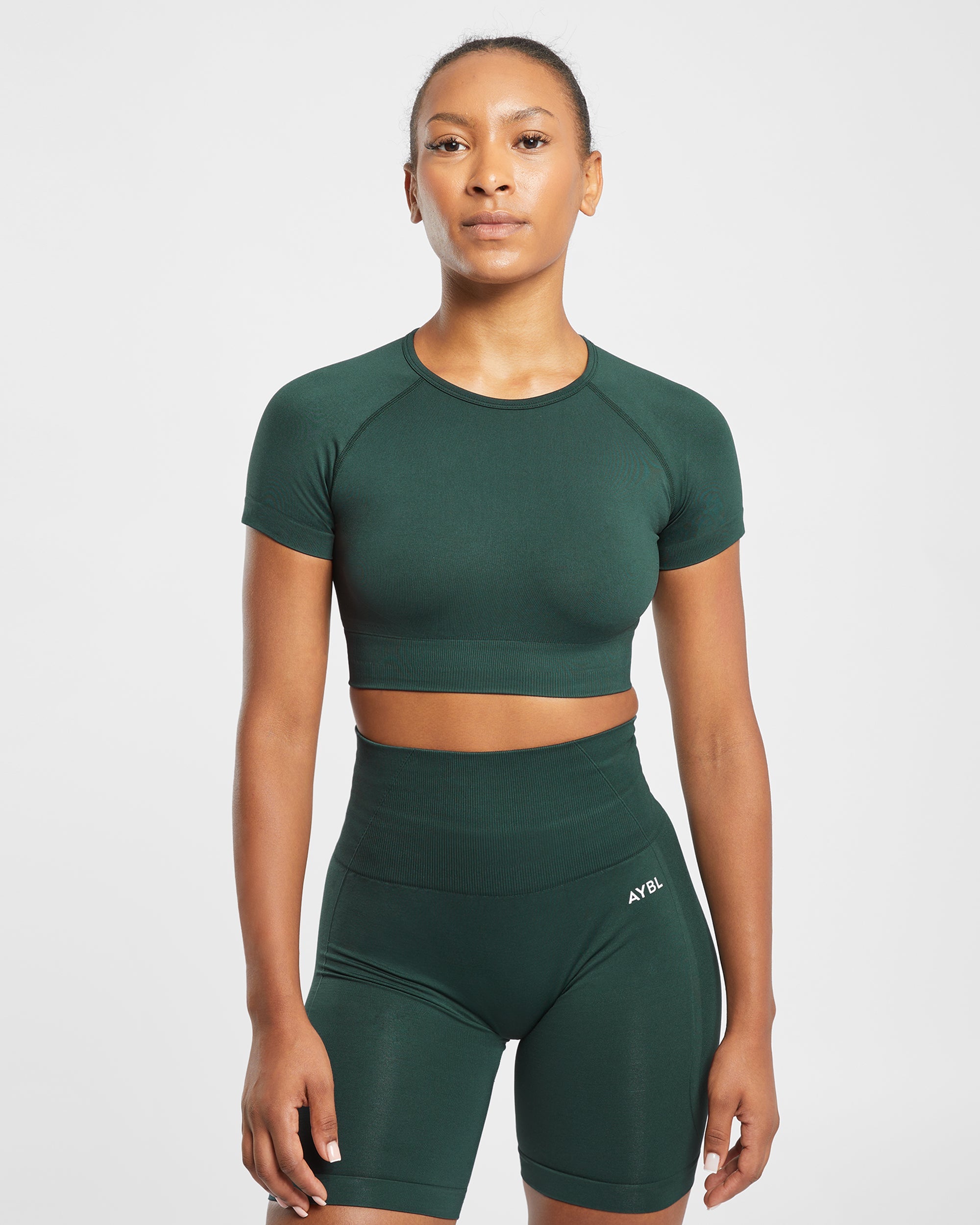 Haut court sans couture Empower - Vert foncé