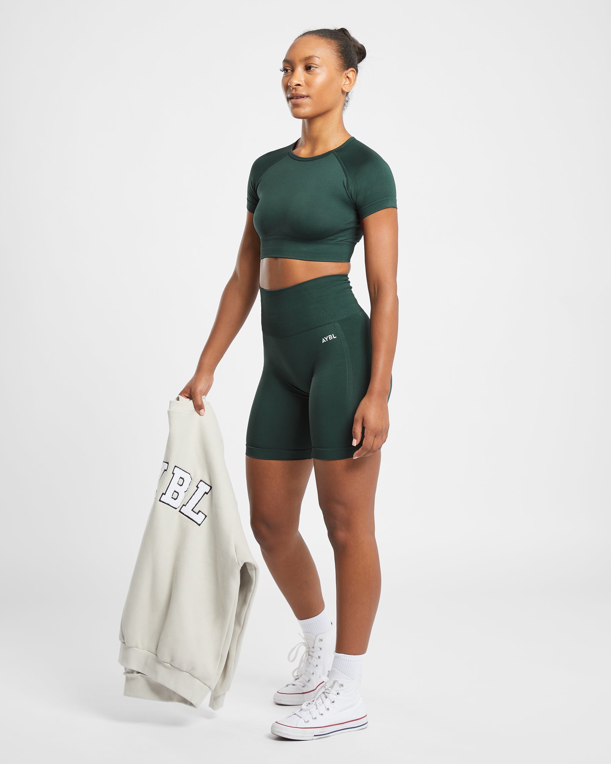 Haut court sans couture Empower - Vert foncé