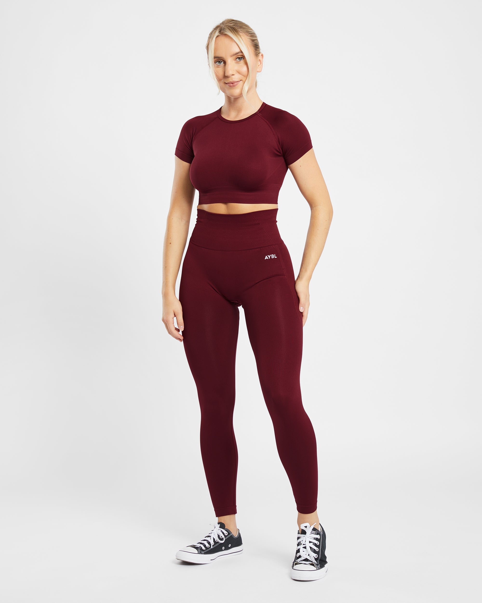 Nahtlose Leggings „Empower“ – Rotwein