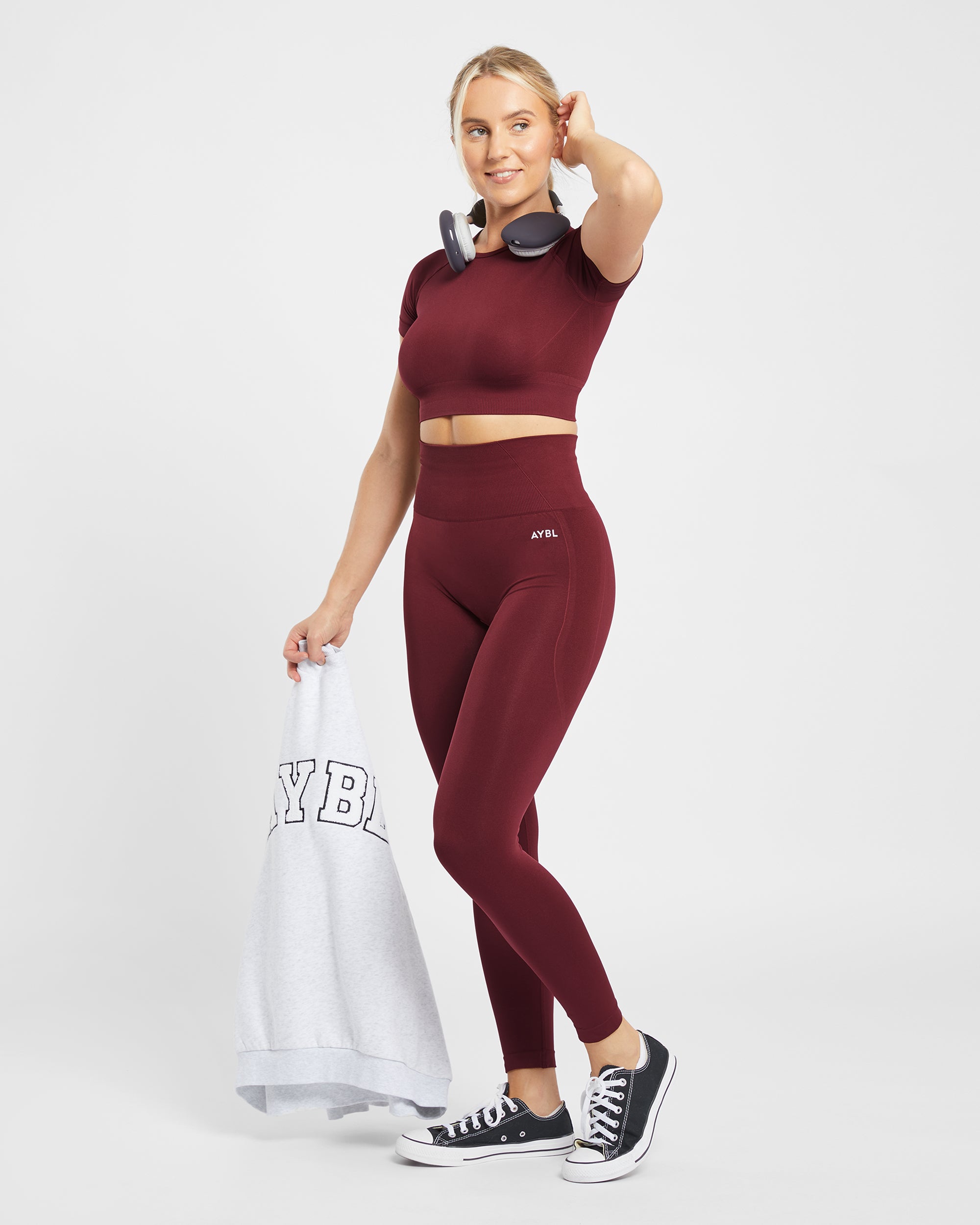 Empower Seamless Crop Top - Red Wine