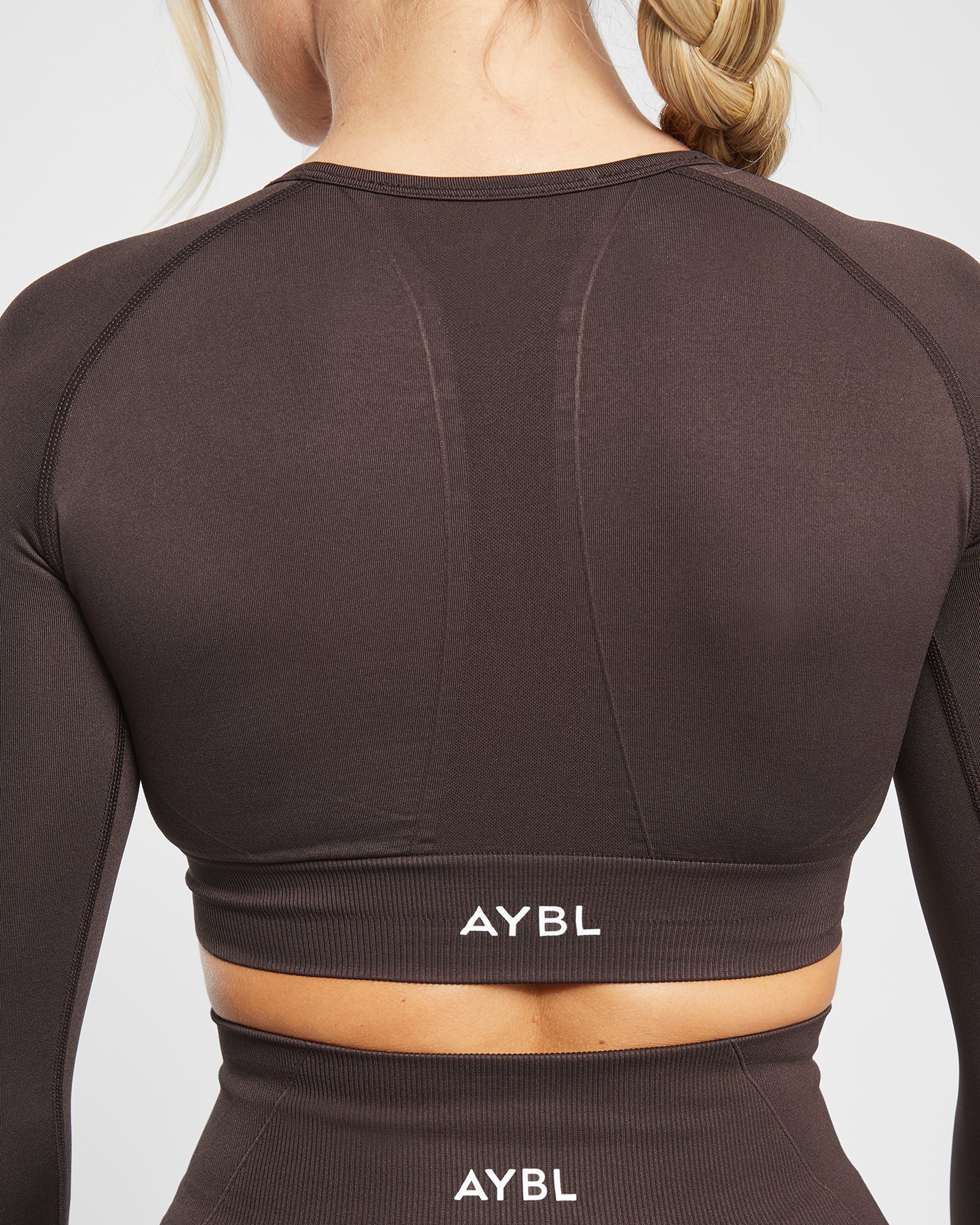 Empower Seamless Long Sleeve Crop Top - Cocoa Brown