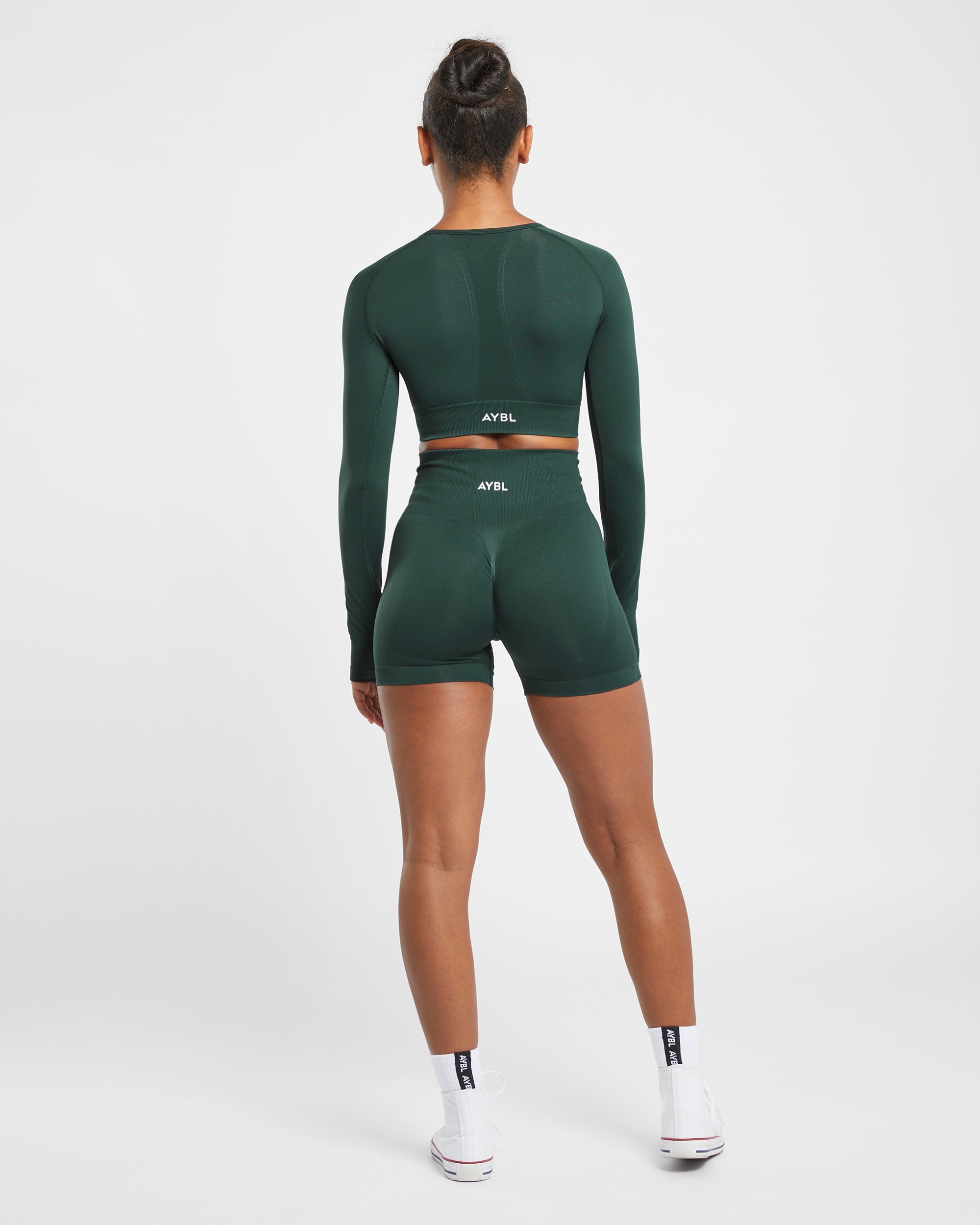 Empower Seamless Long Sleeve Crop Top - Dark Green