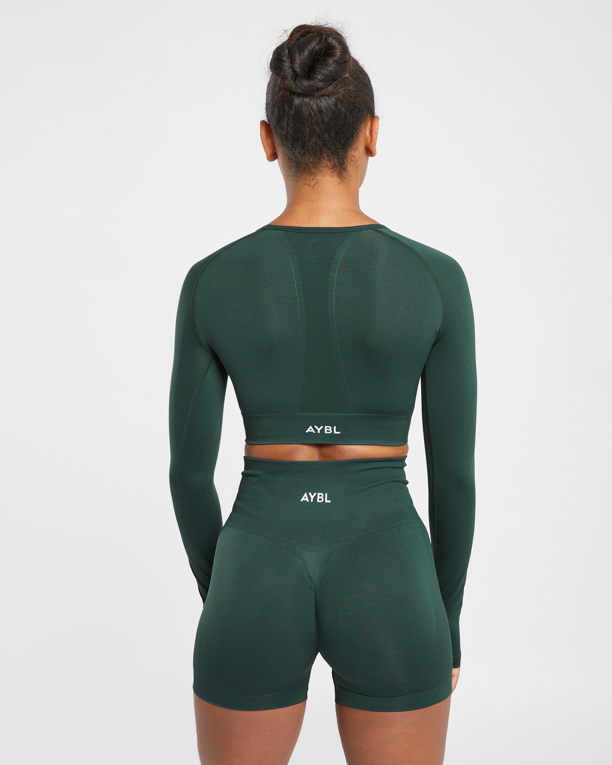 Empower Seamless Long Sleeve Crop Top - Dark Green