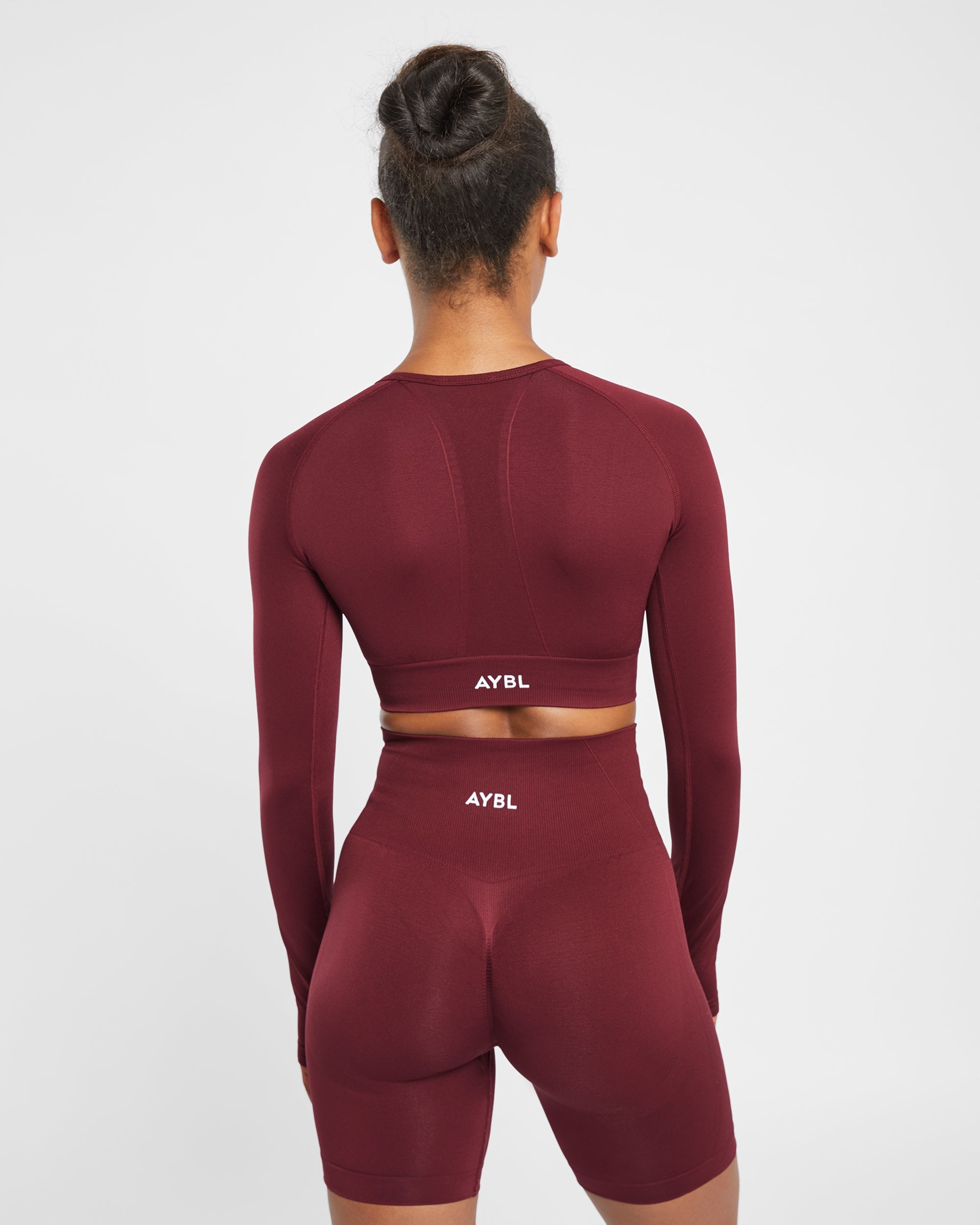 Empower Seamless Long Sleeve Crop Top - Red Wine