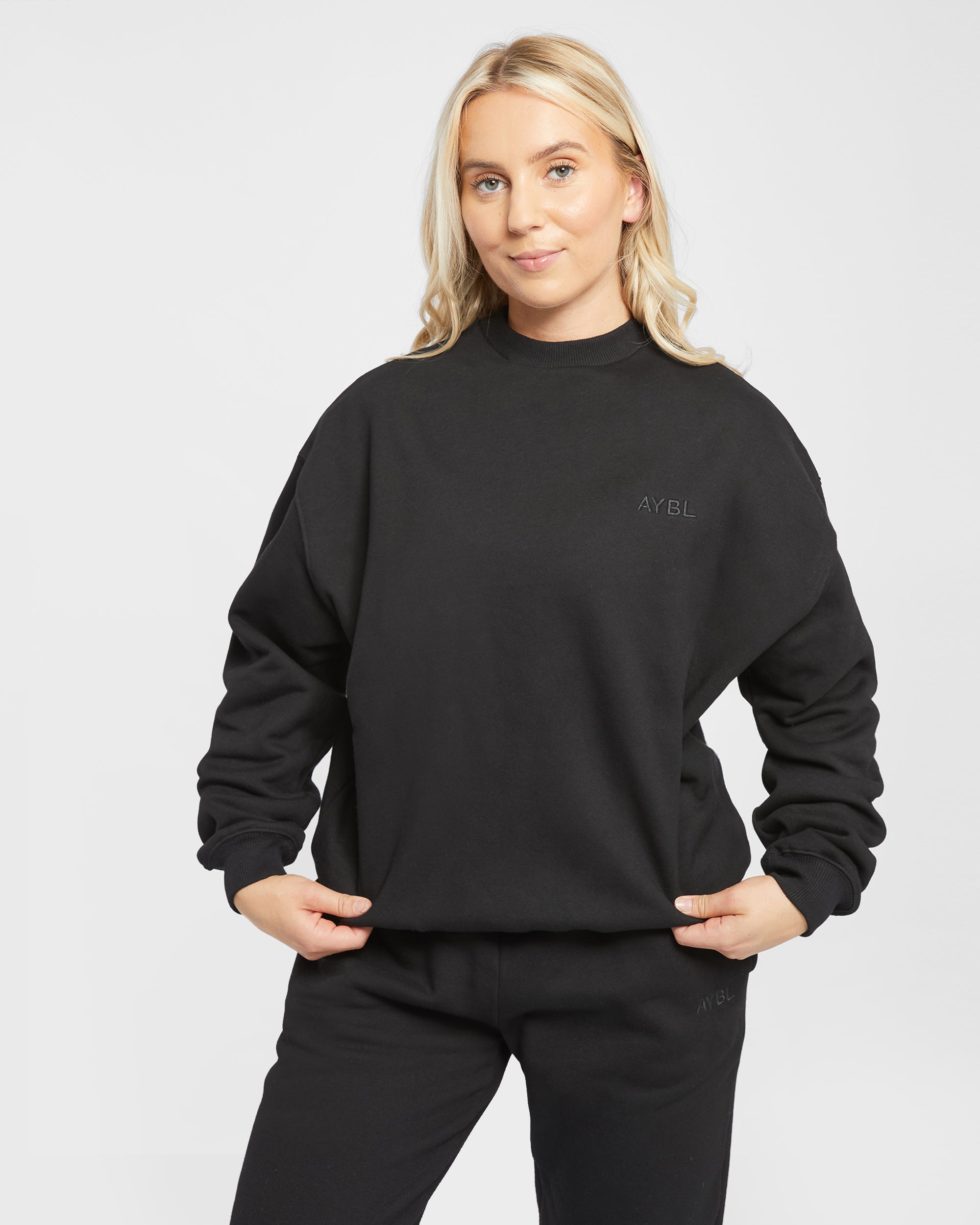 Premium-Sweatshirt in Übergröße – Schwarz