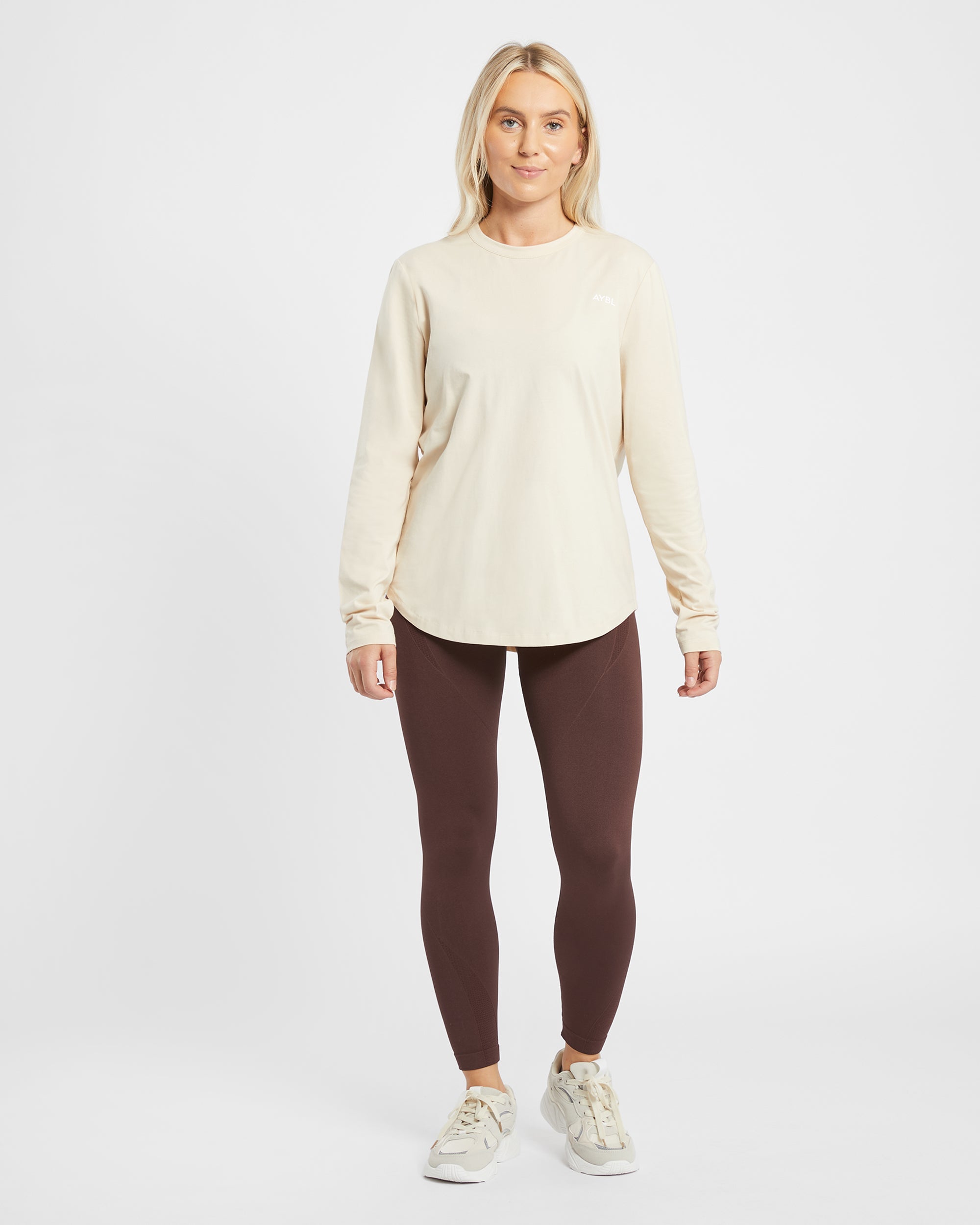 Everyday Relaxed Langarm-T-Shirt – Creme