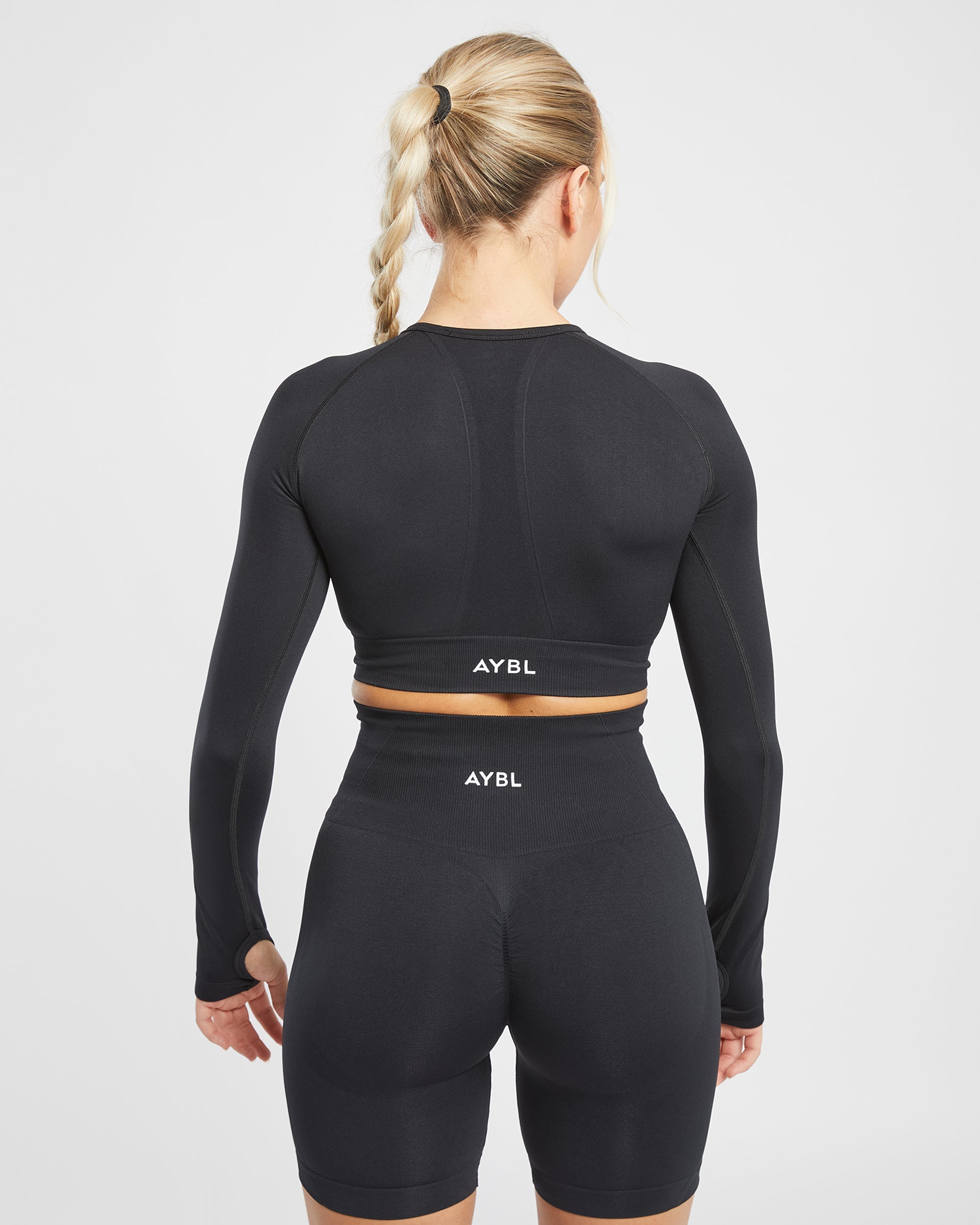 Empower Seamless Long Sleeve Crop Top - Black