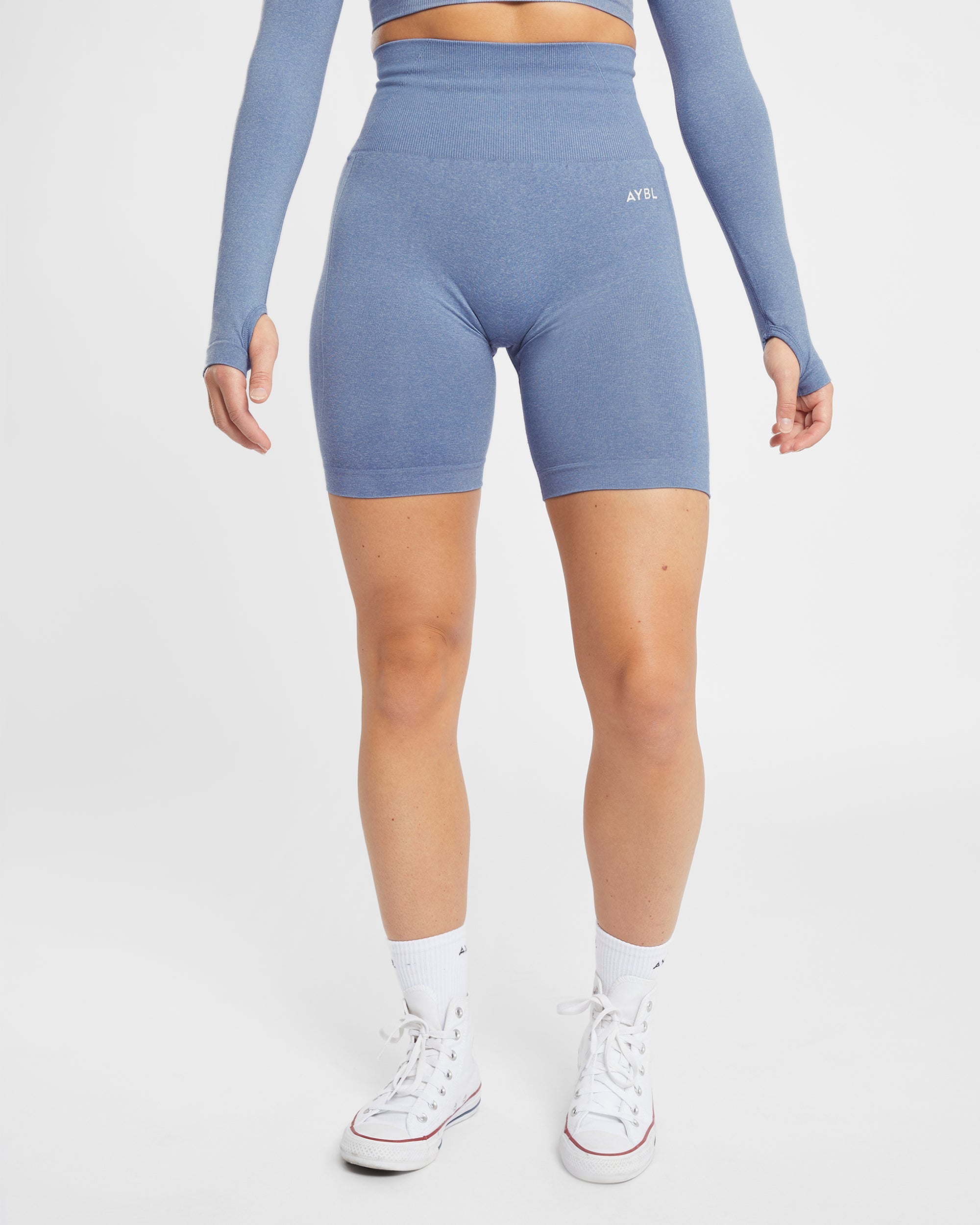 Nahtlose Radlershorts Empower – Blau meliert