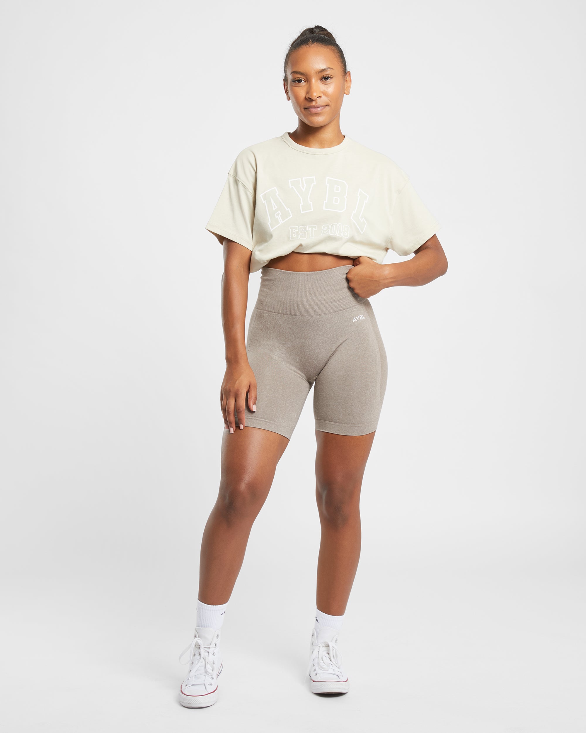 Short de cyclisme sans couture Empower - Taupe Chiné