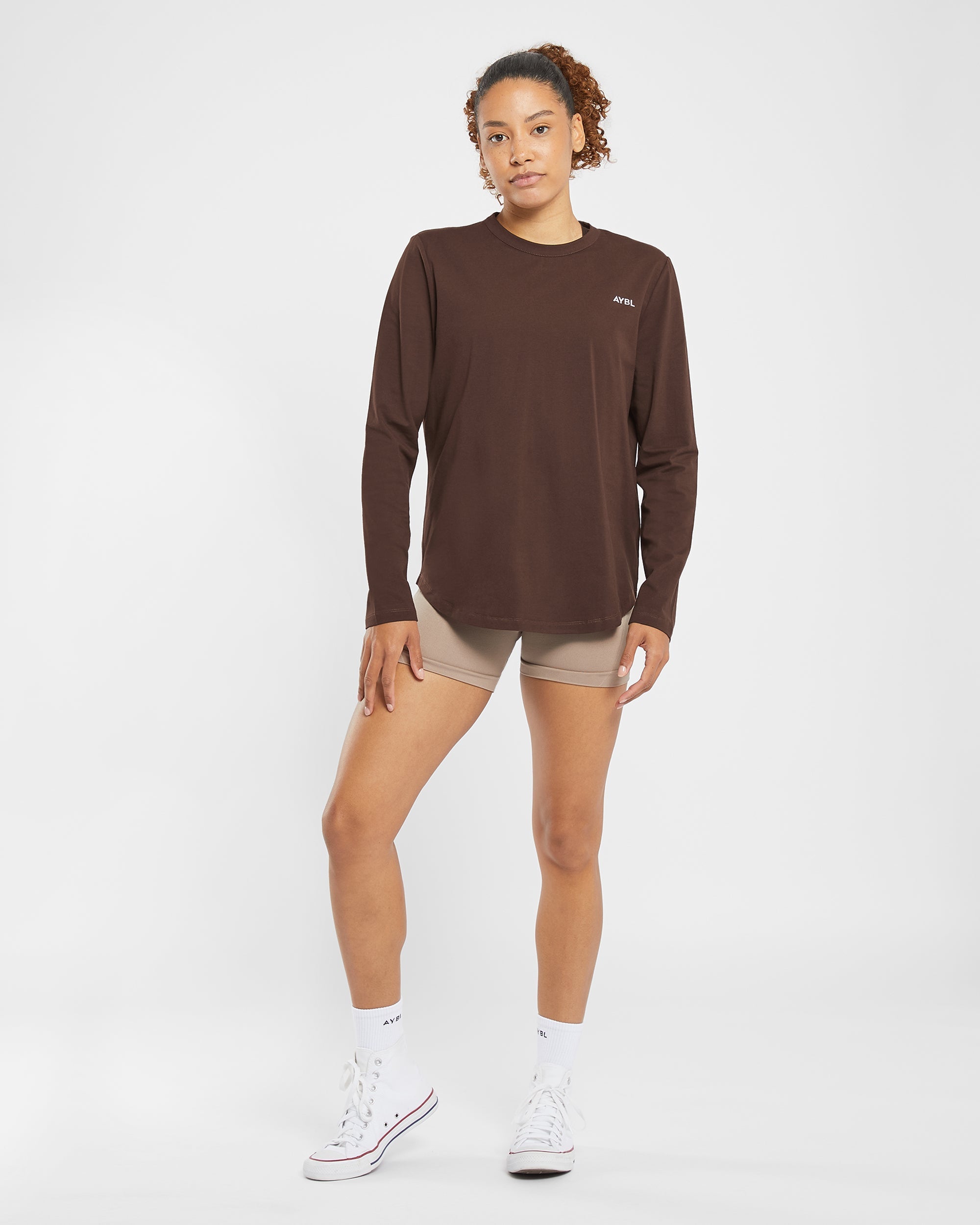 Everyday Relaxed Long Sleeve T Shirt - Brown