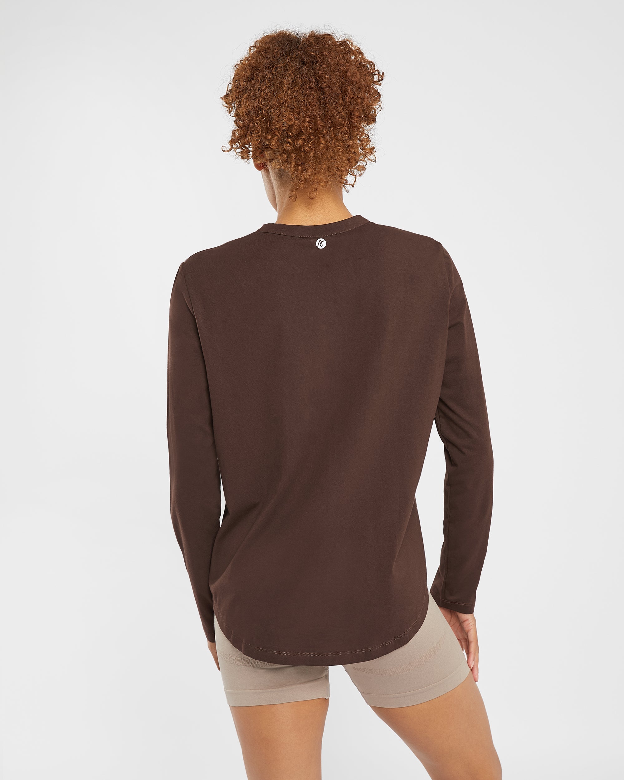 T shirt décontracté à manches longues au quotidien - Marron cacao