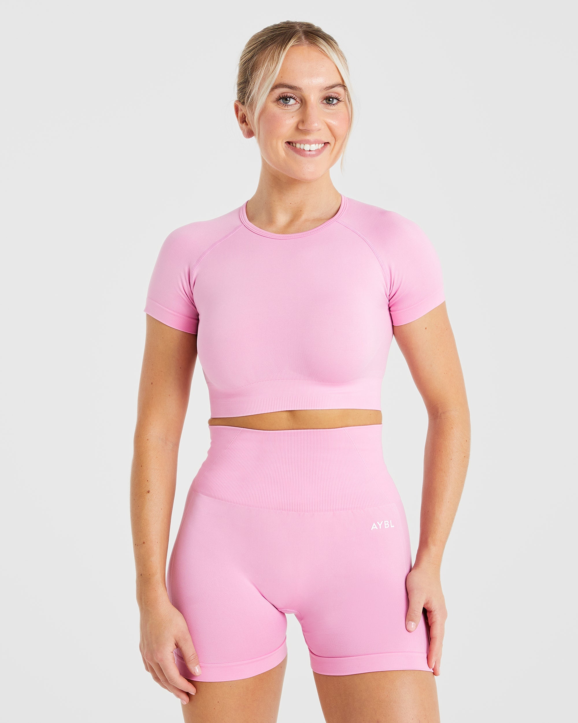 Empower Nahtloses Crop-Top – Babyrosa