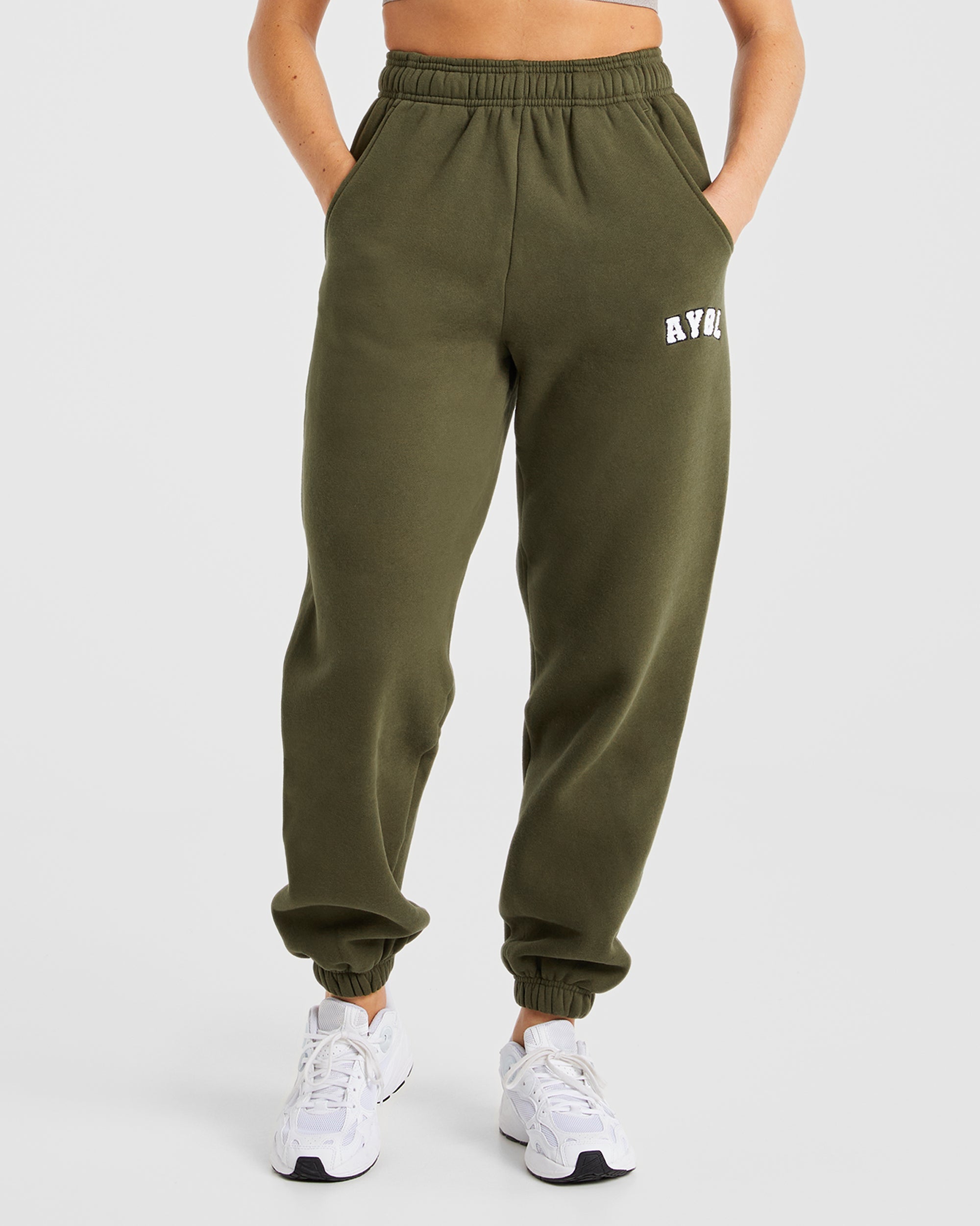 Übergroße Varsity-Jogginghose – Khaki