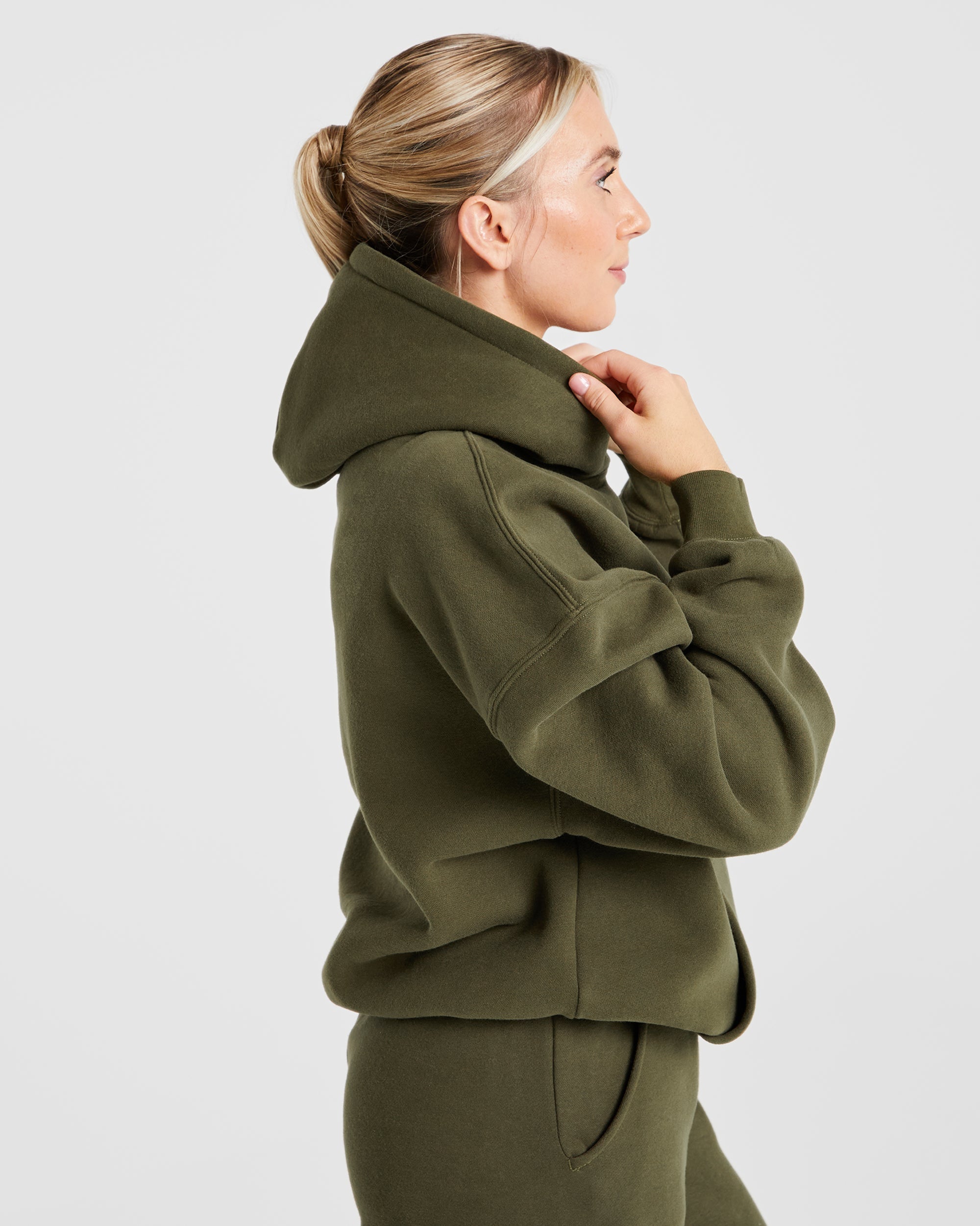 Übergroßer Varsity-Hoodie – Khaki