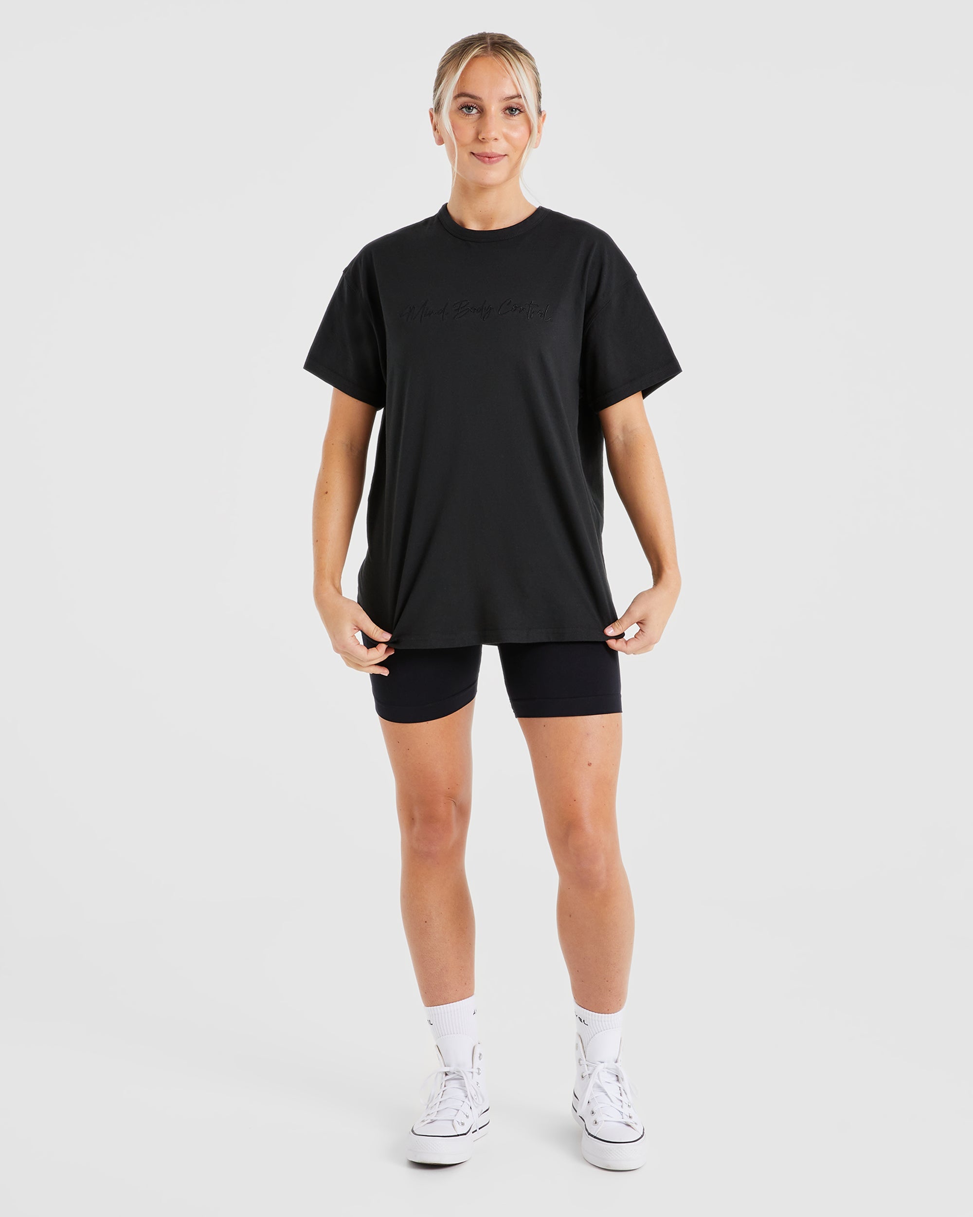 Mind Body Control Oversized T Shirt - Black