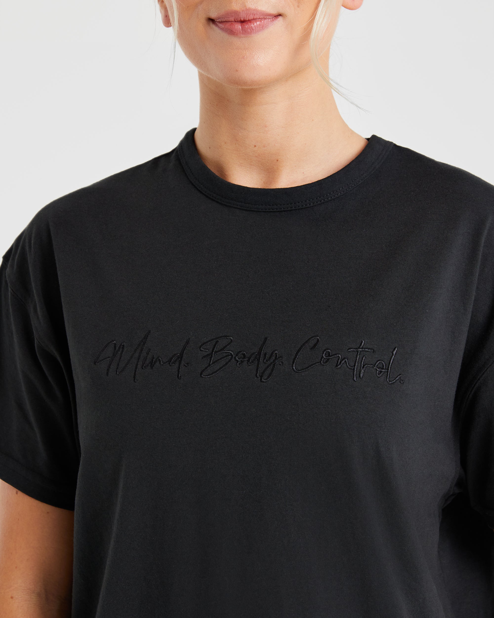 Mind Body Control Übergroßes T-Shirt – Schwarz