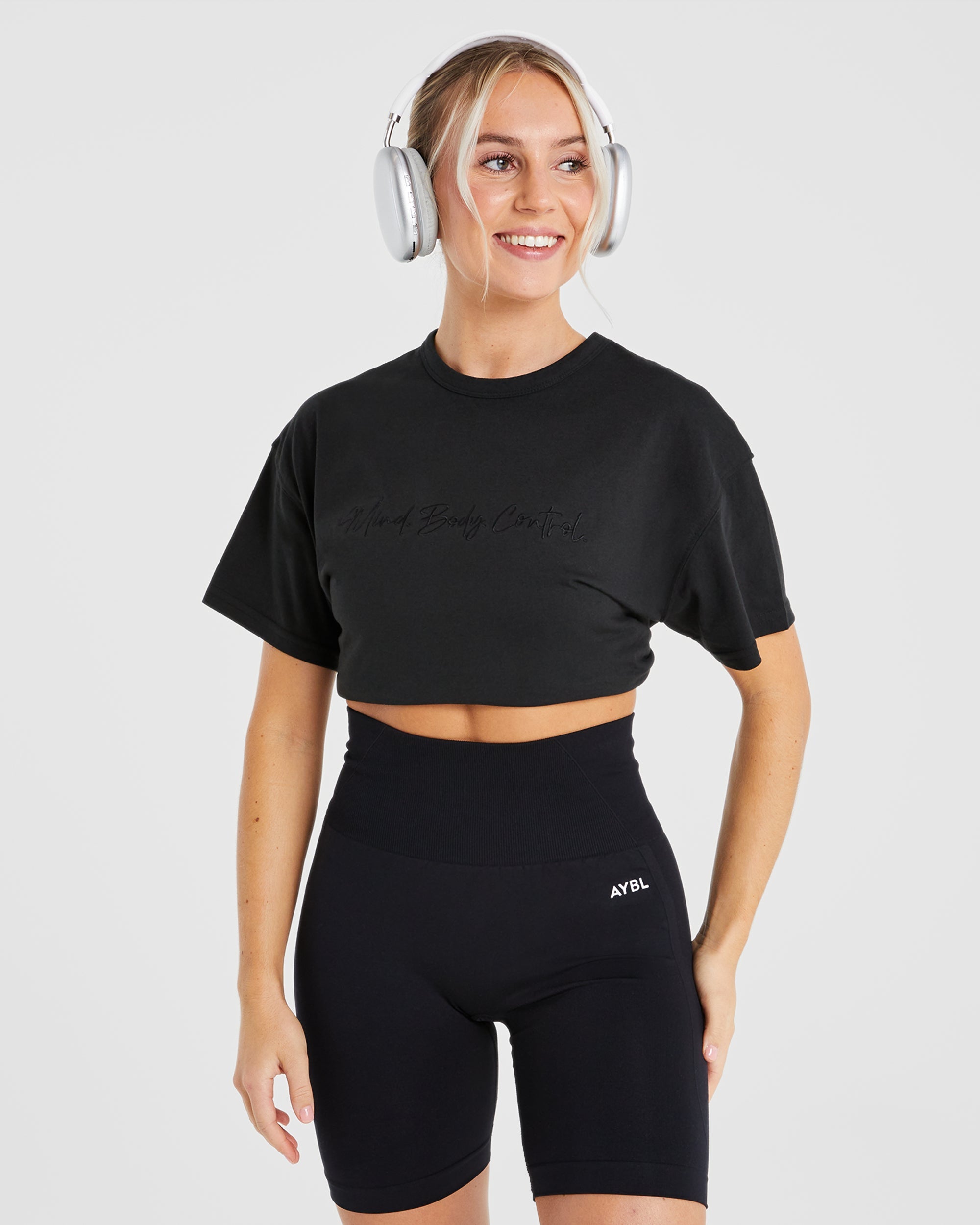 Mind Body Control Oversized T Shirt - Black