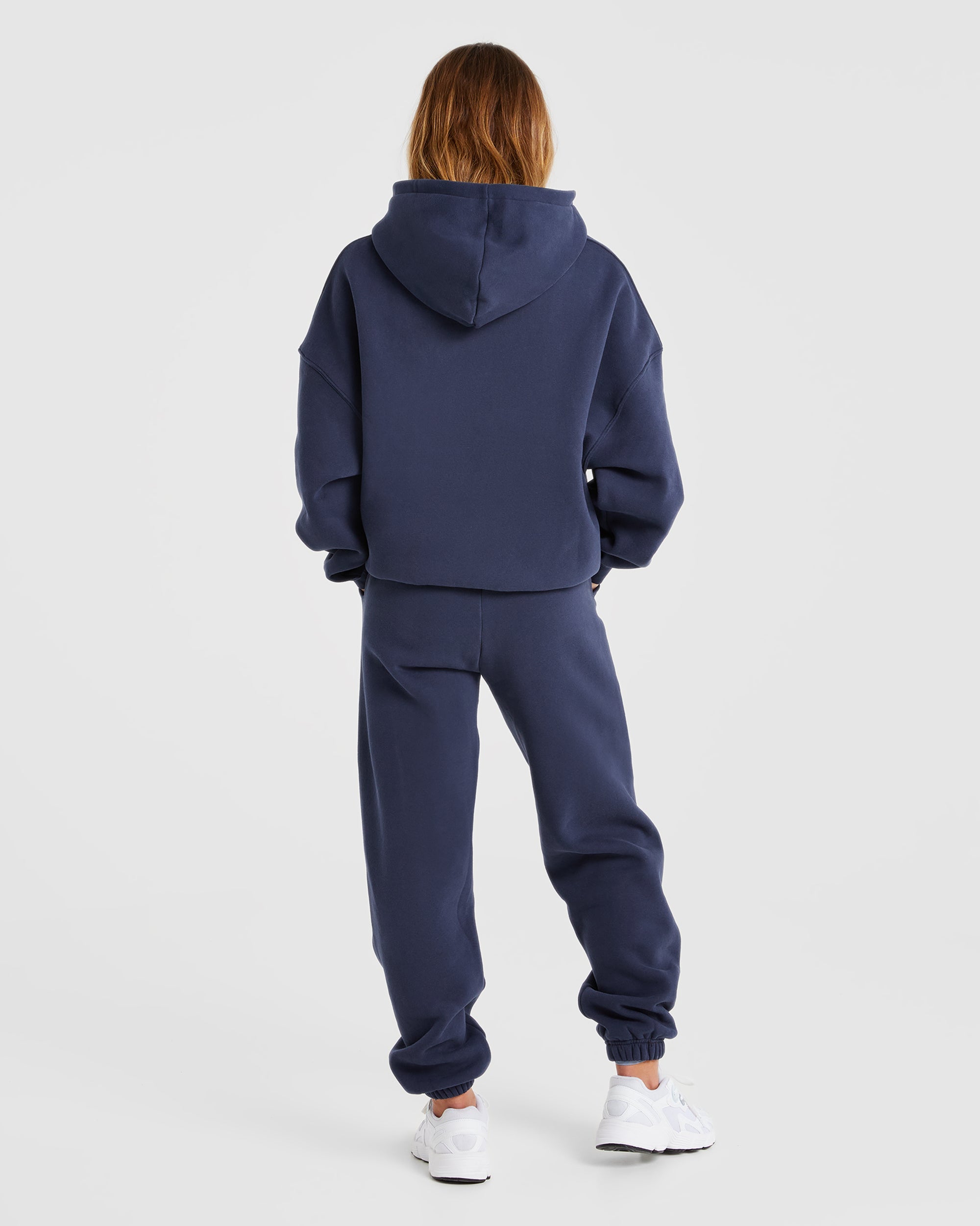 Übergroße Varsity-Jogginghose – Marineblau