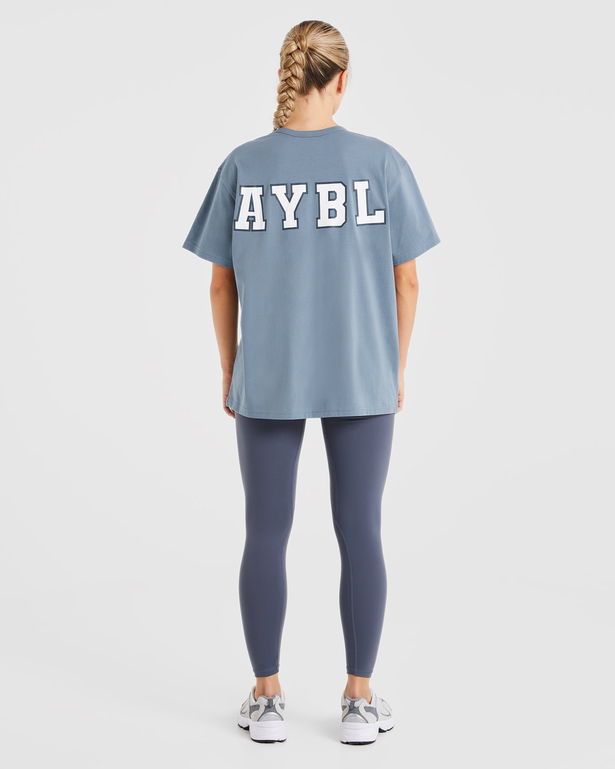 Varsity Statement Oversized T Shirt - Slate Blue