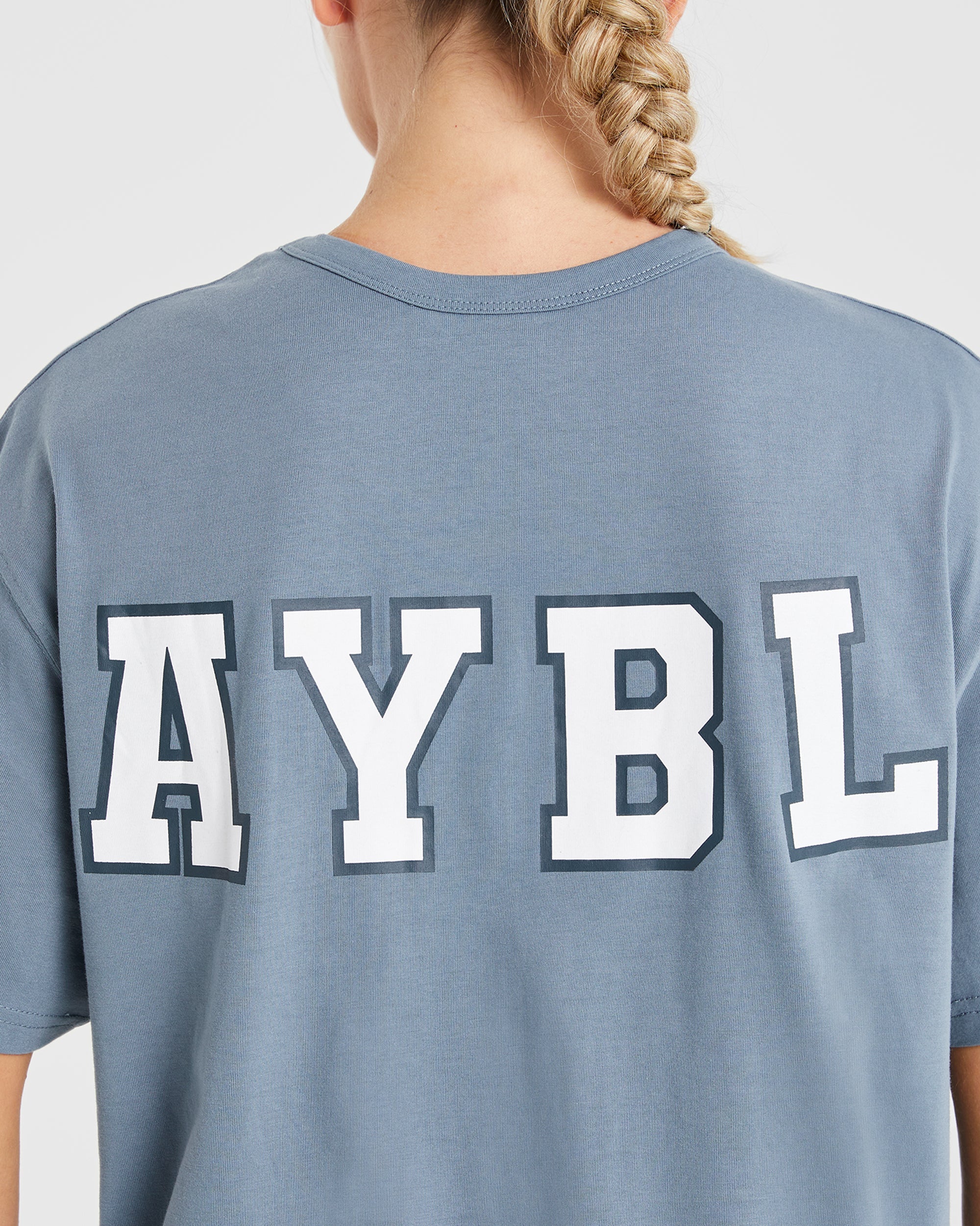 Varsity Statement Oversized T Shirt - Slate Blue