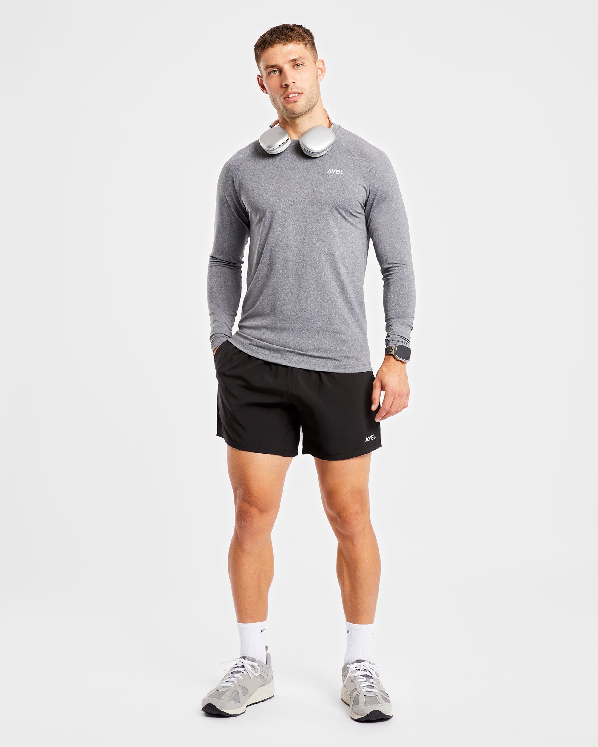 Essential Long Sleeve T Shirt - Grey Marl