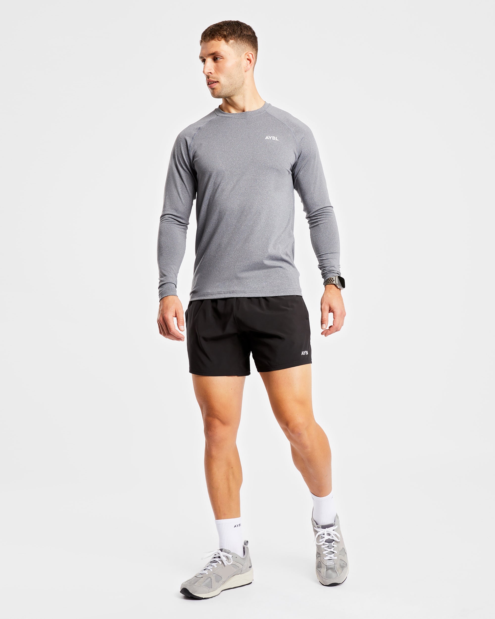 Essential Long Sleeve T Shirt - Grey Marl