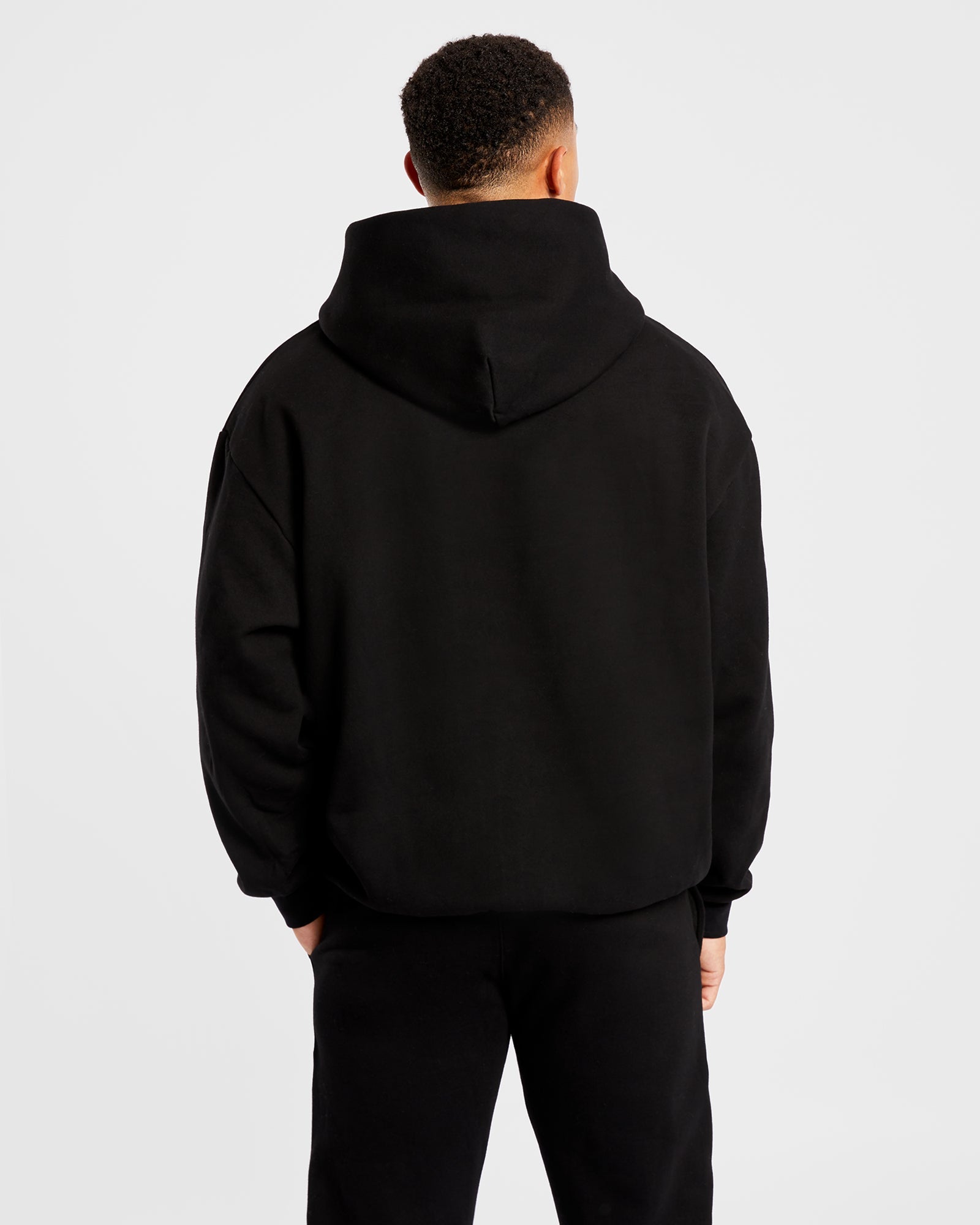 Essential übergroßer Kapuzenpullover – Schwarz