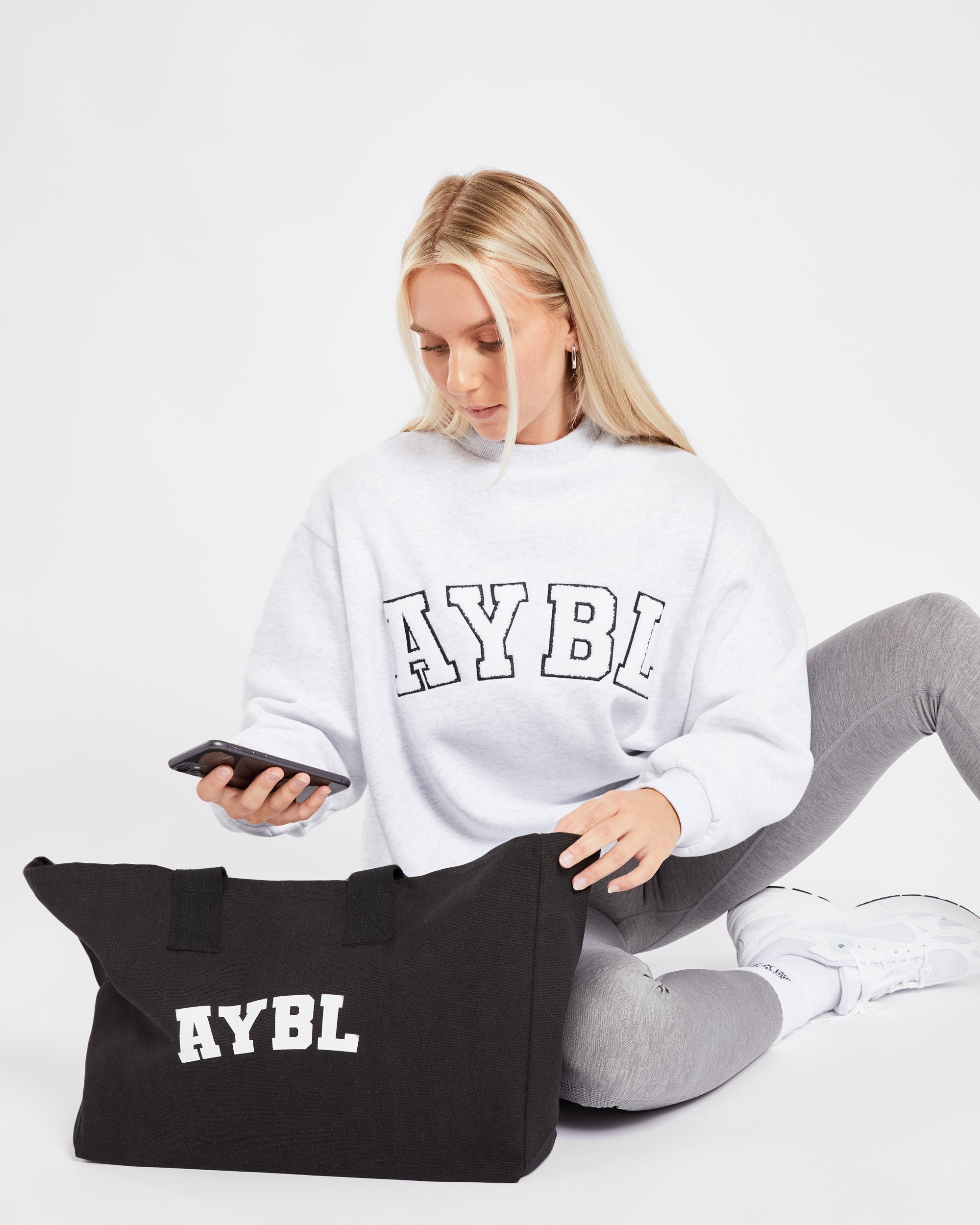 Übergroßes Varsity-Sweatshirt – Heather Grey