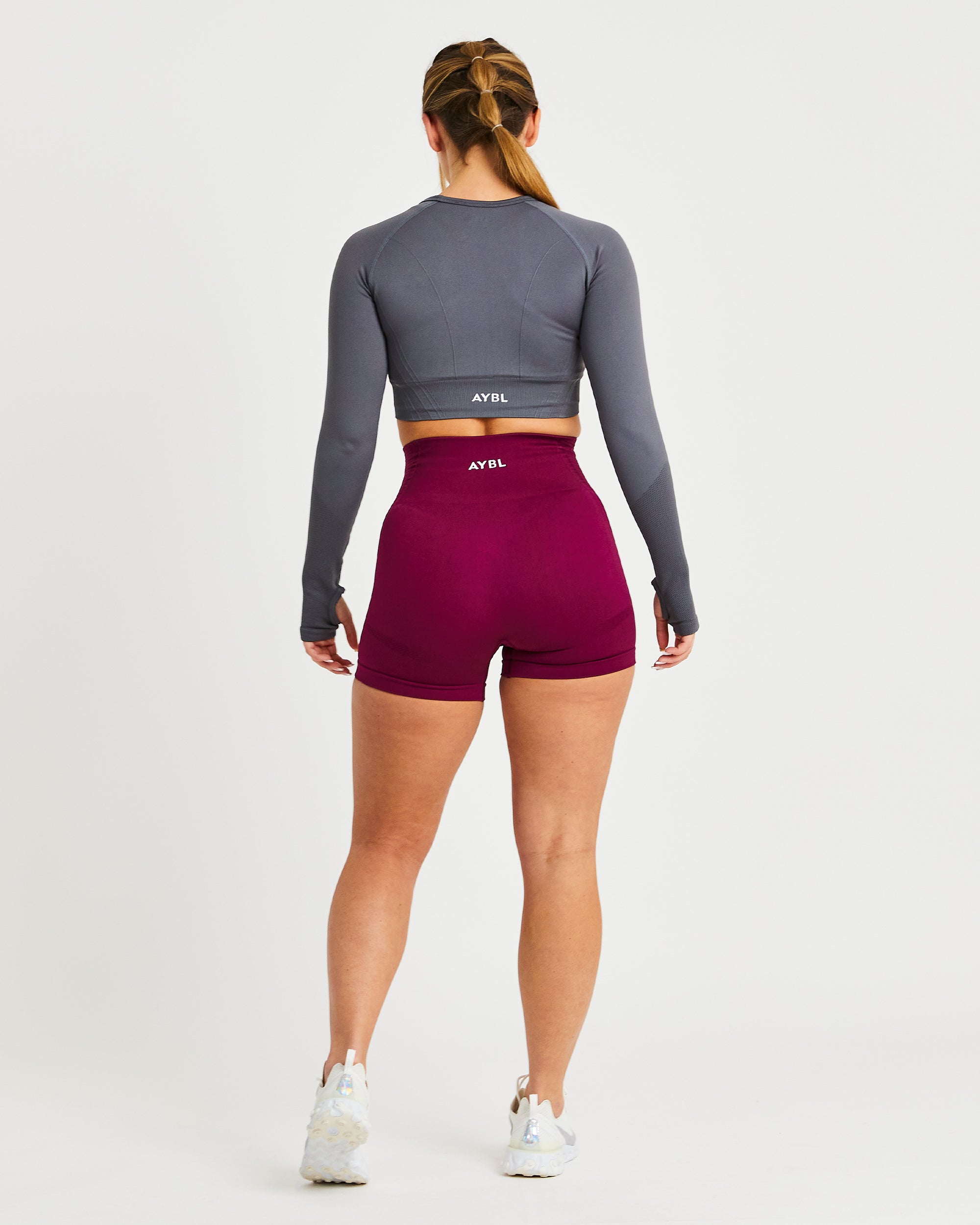 Balance V2 Seamless Long Sleeve Crop Top - Castlerock Grey