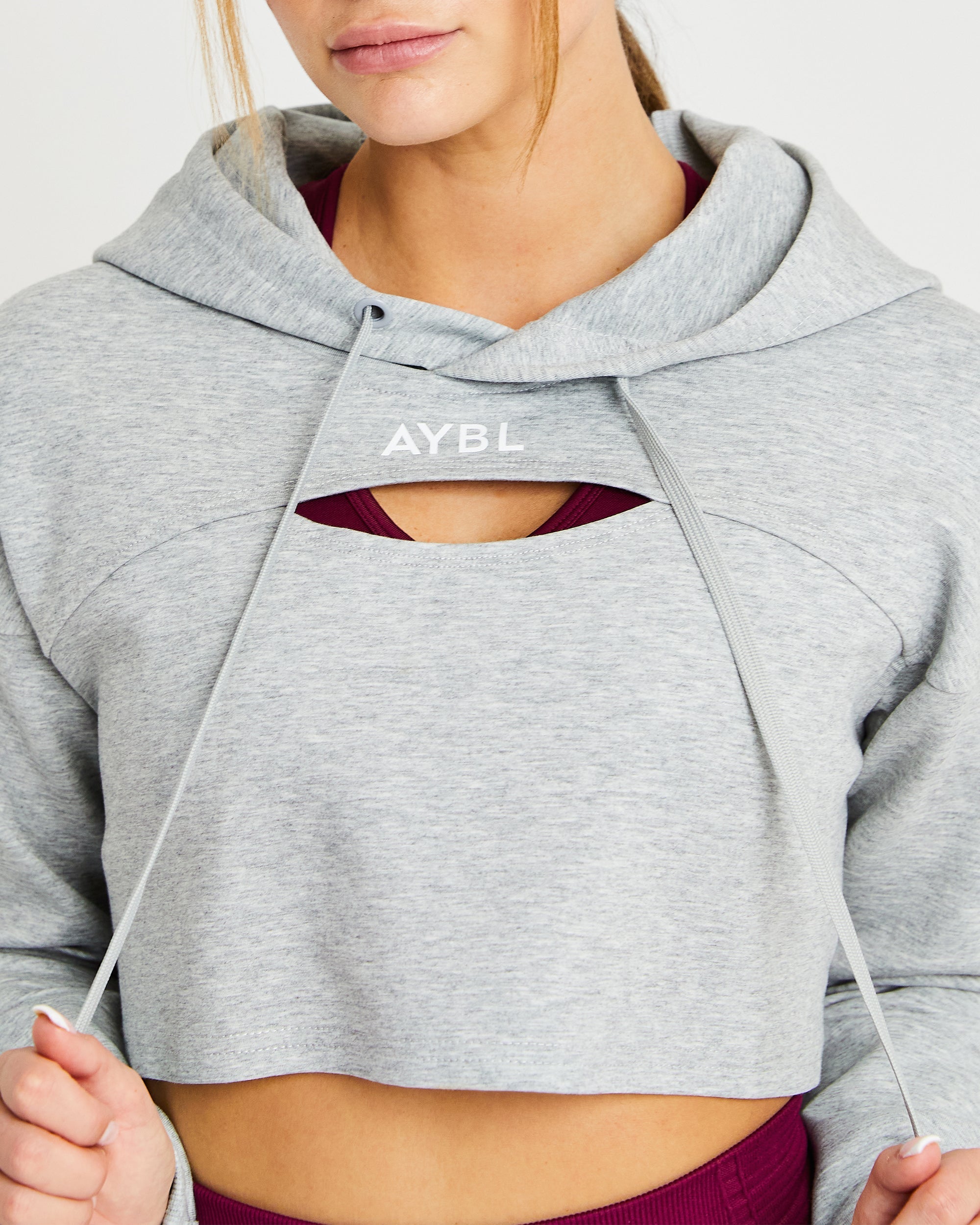 Everyday Cutout Crop Hoodie – Heather Grey