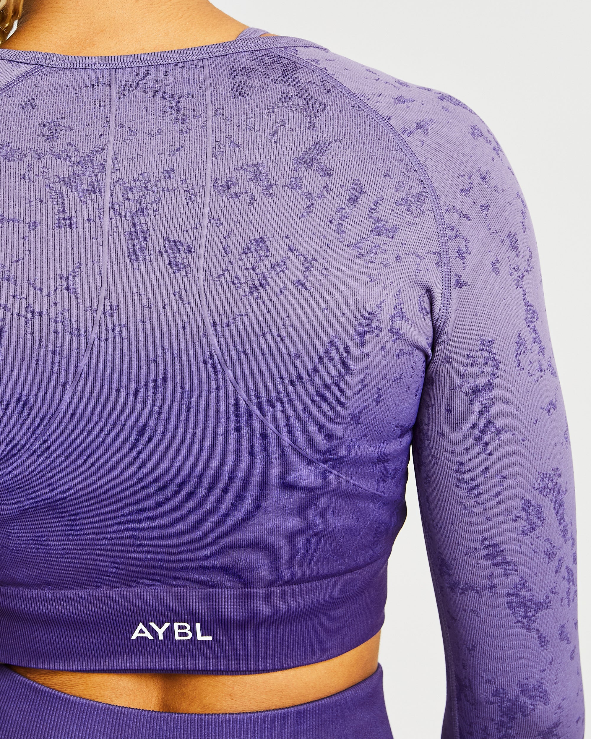 Flare Seamless Long Sleeve Crop Top - Purple