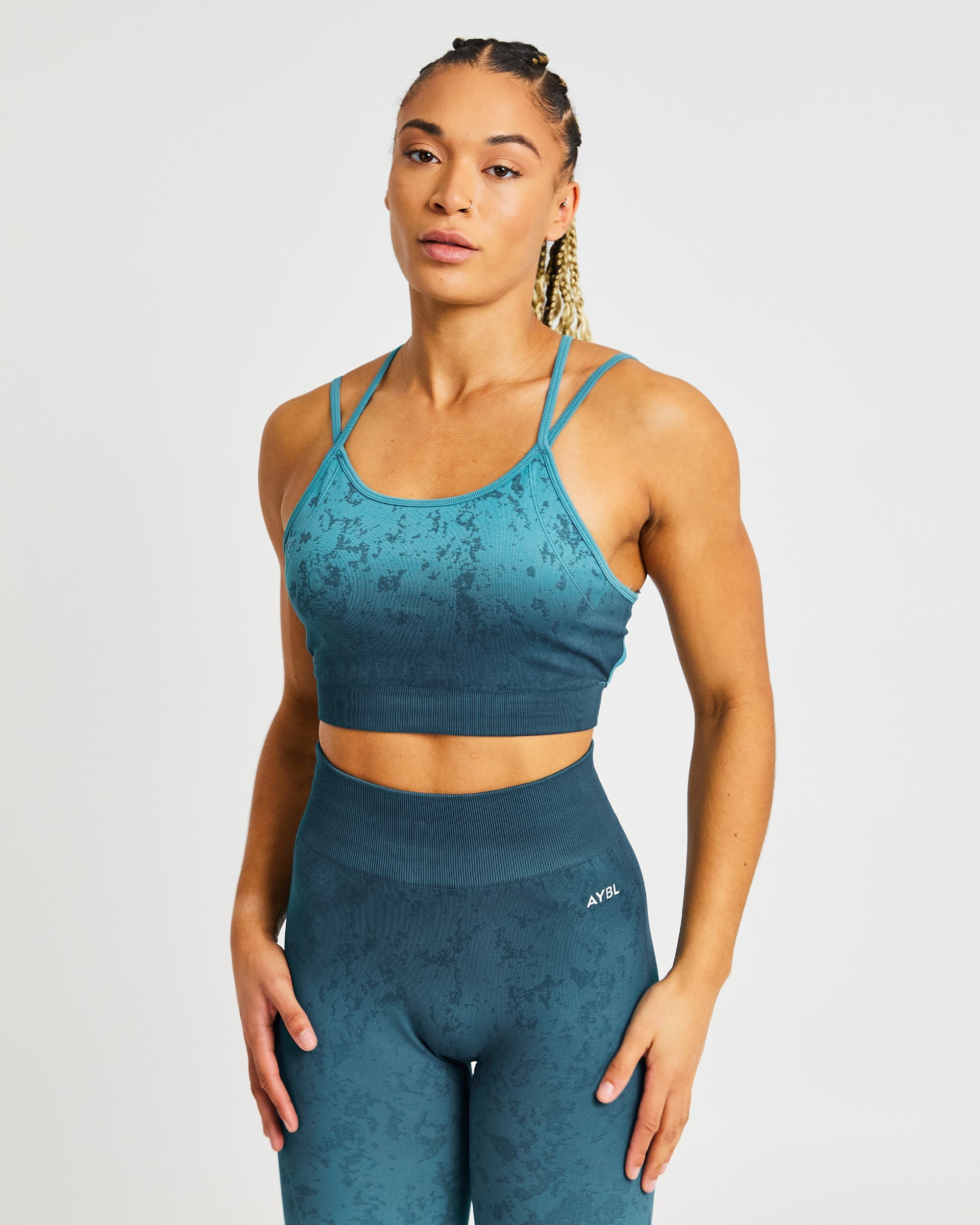 Soutien-gorge de sport évasé sans couture - Sarcelle