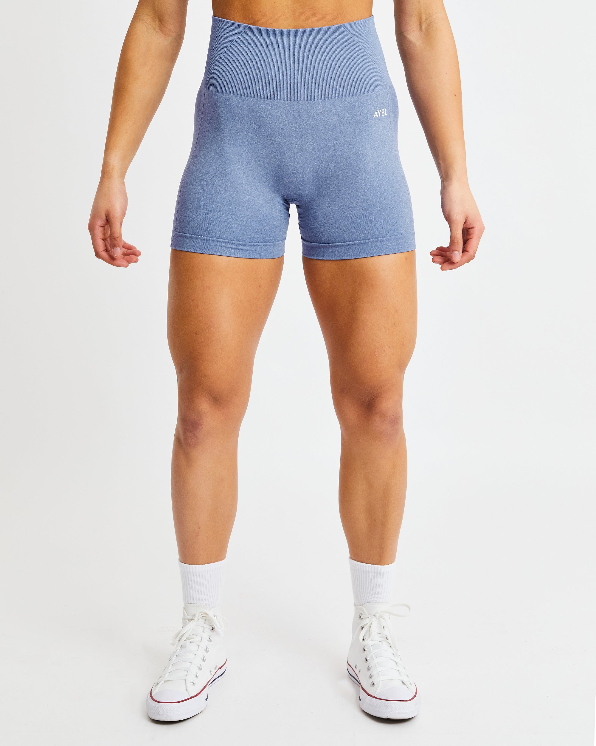 Nahtlose Empower-Shorts – Blau meliert