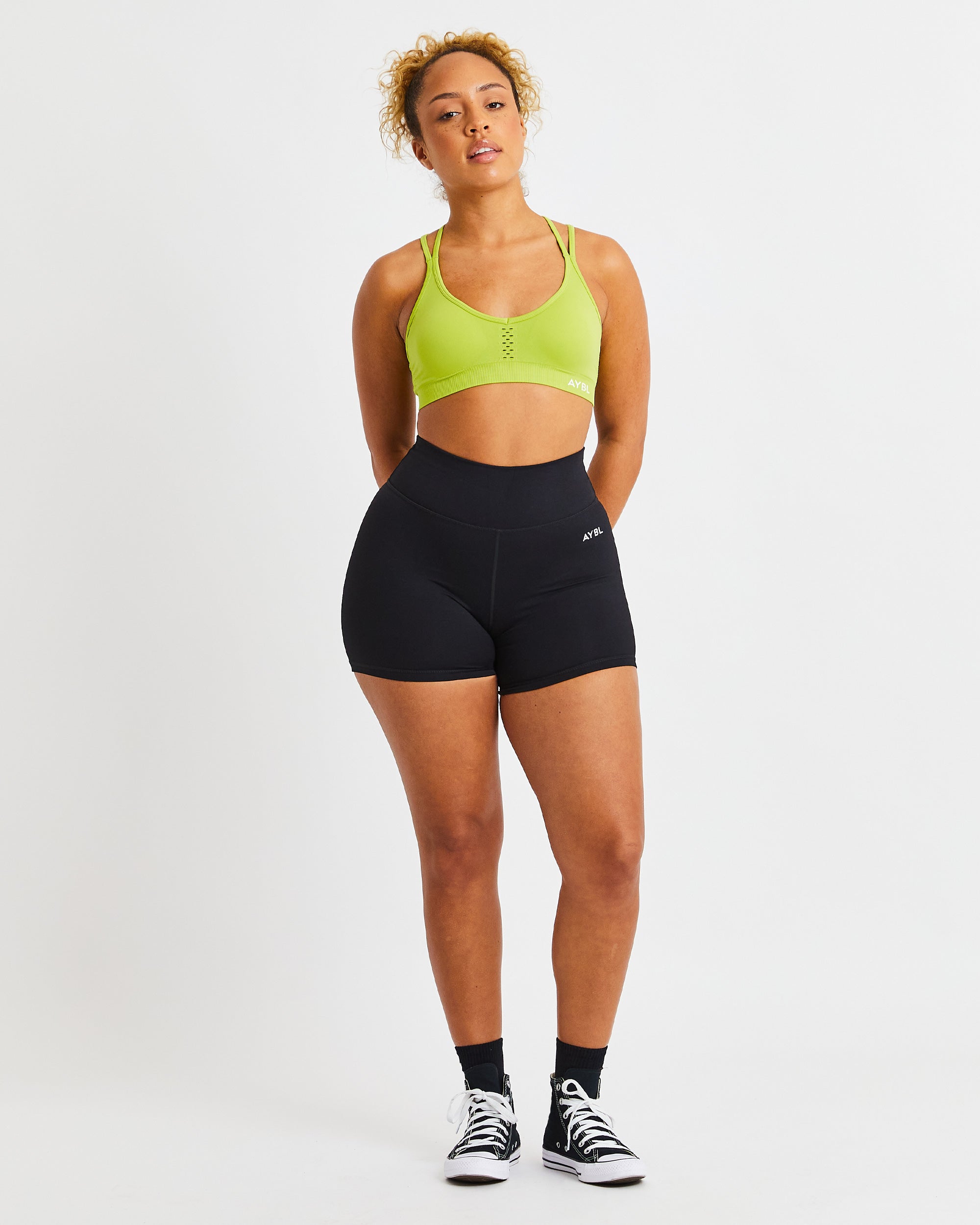 Essential Seamless Strappy Sports Bra - Lime Green