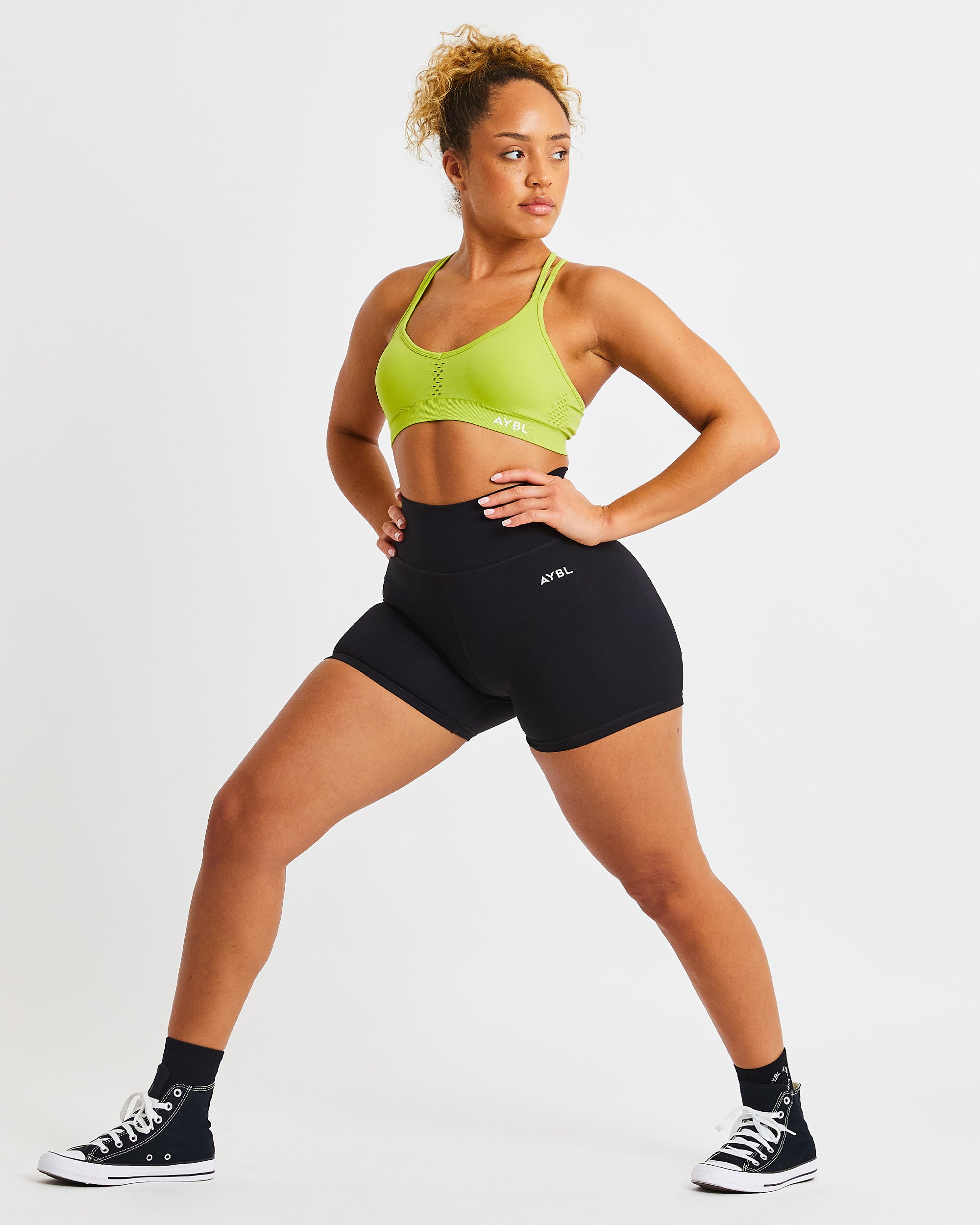 Essential Seamless Strappy Sports Bra - Lime Green