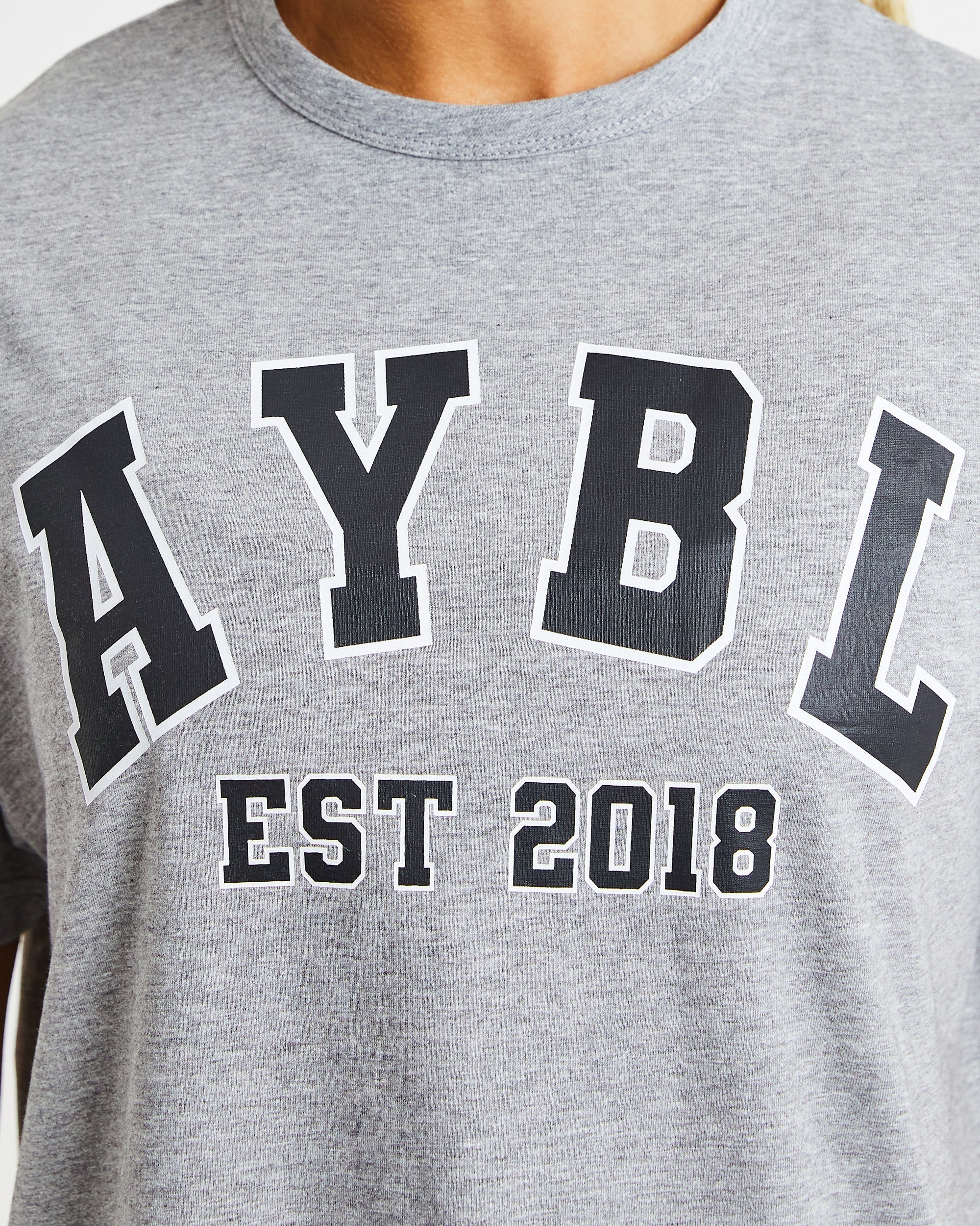 Übergroßes Varsity-T-Shirt – Heather Grey