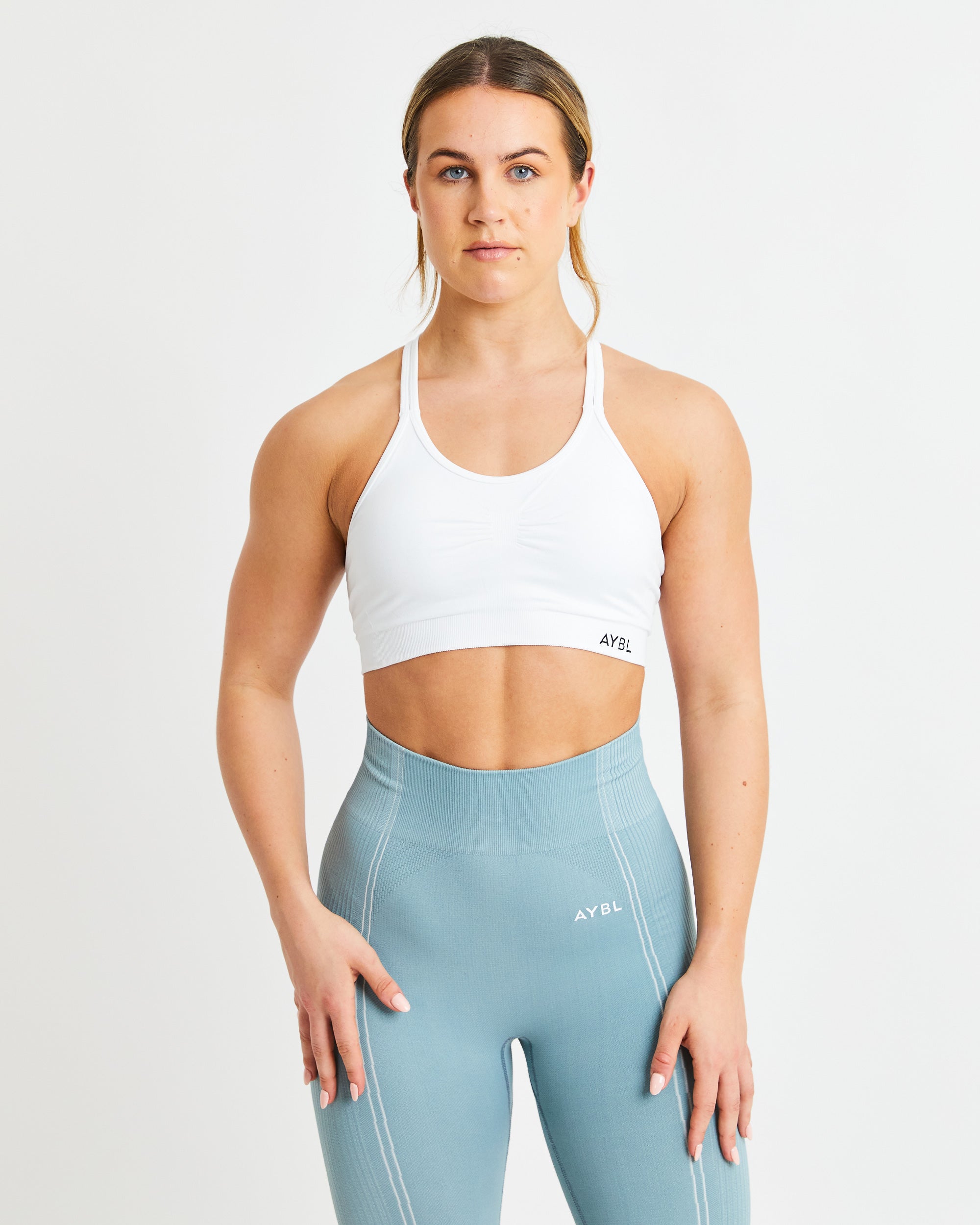 Essential Seamless Ruched Sports Bra - White