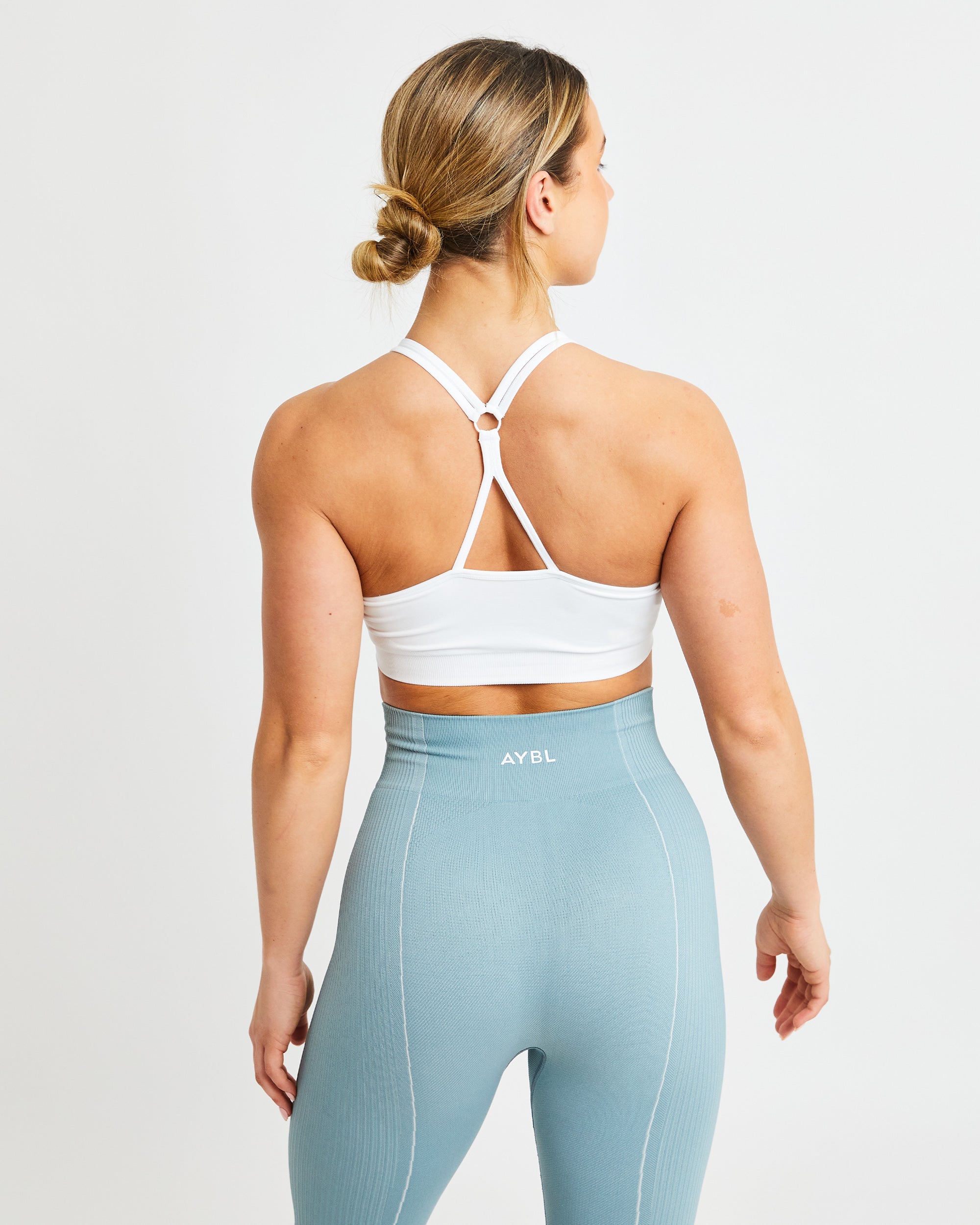 Essential Seamless Ruched Sports Bra - White