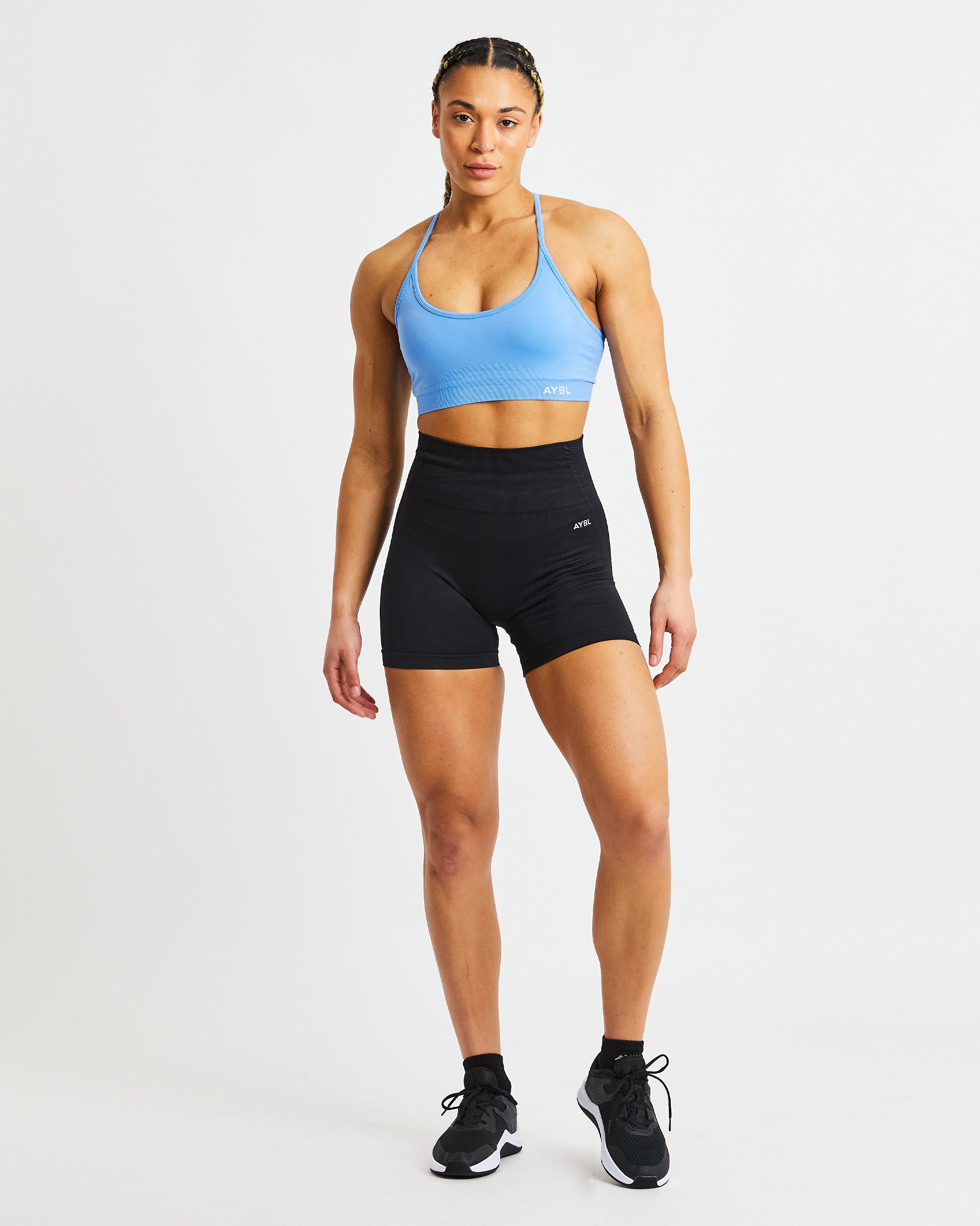 Essential Seamless V Neck Sports Bra - Spring Blue