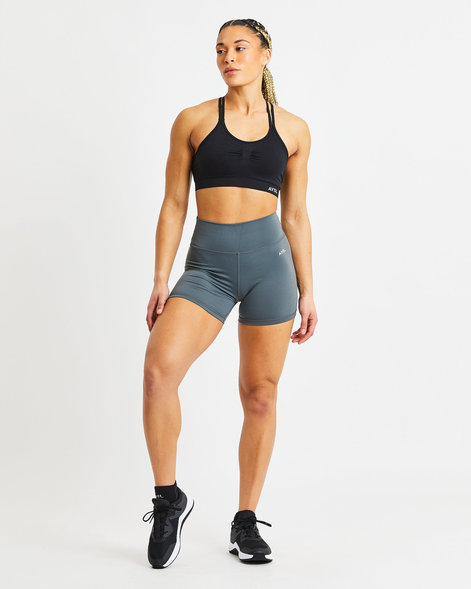 Essential Seamless Ruched Sports Bra - Black